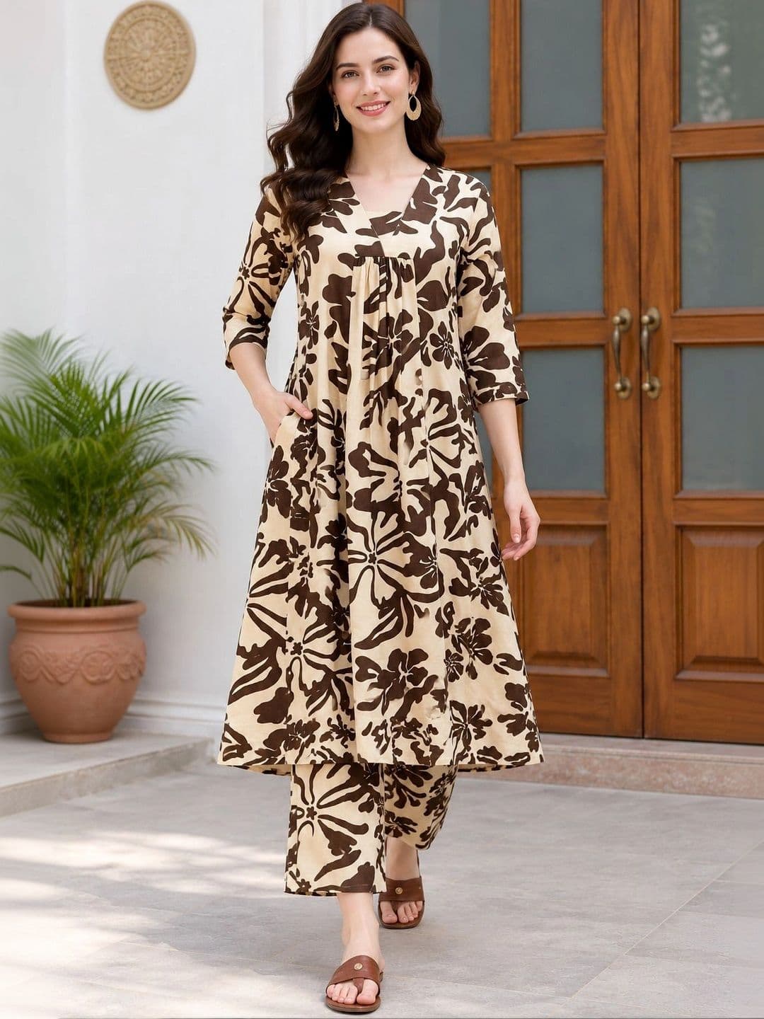 DSK STUDIO Women Floral Printed Regular Kurta with Palazzos thumbnail 2
