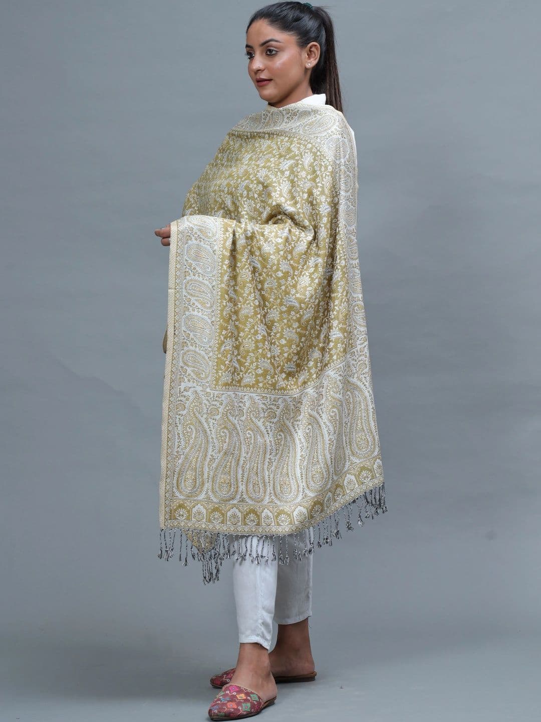 S.T. Women Ethnic Motifs Woven Design Acrylic Shawl thumbnail 2