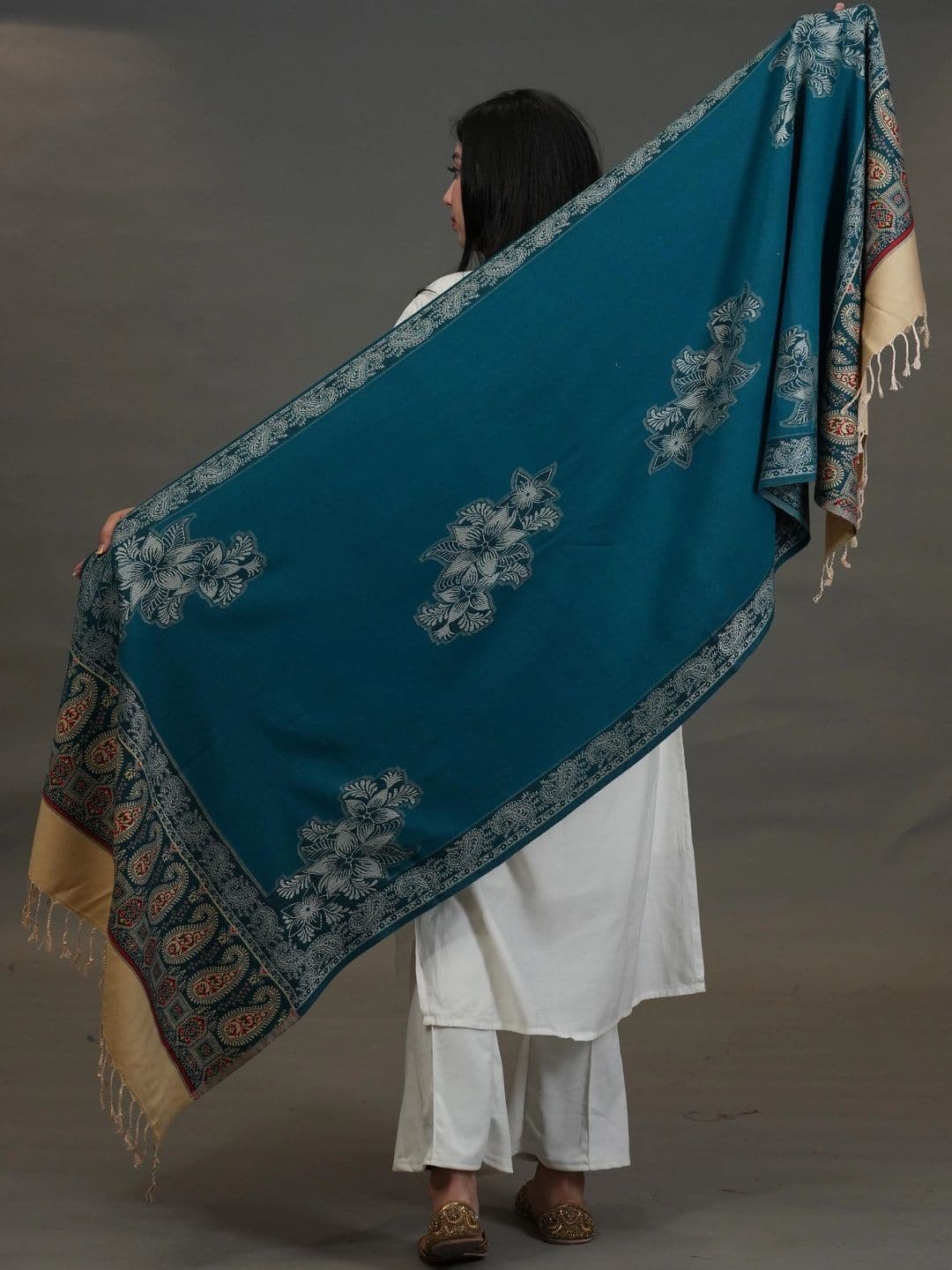 S.T. Women Ethnic Motifs Woven Design Acrylic Shawl thumbnail 3
