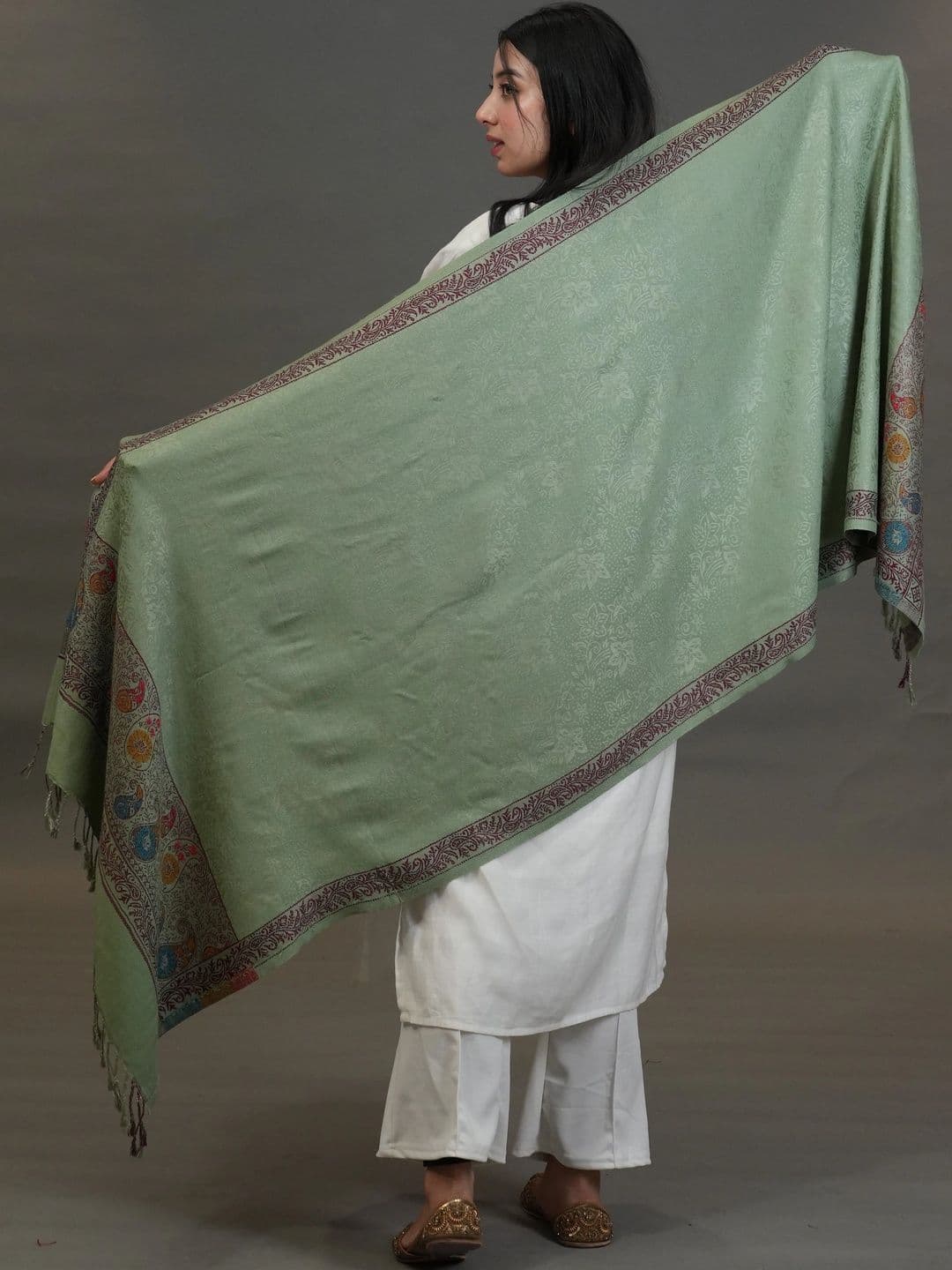 S.T. Women Ethnic Motifs Woven Design Acrylic Shawl thumbnail 2