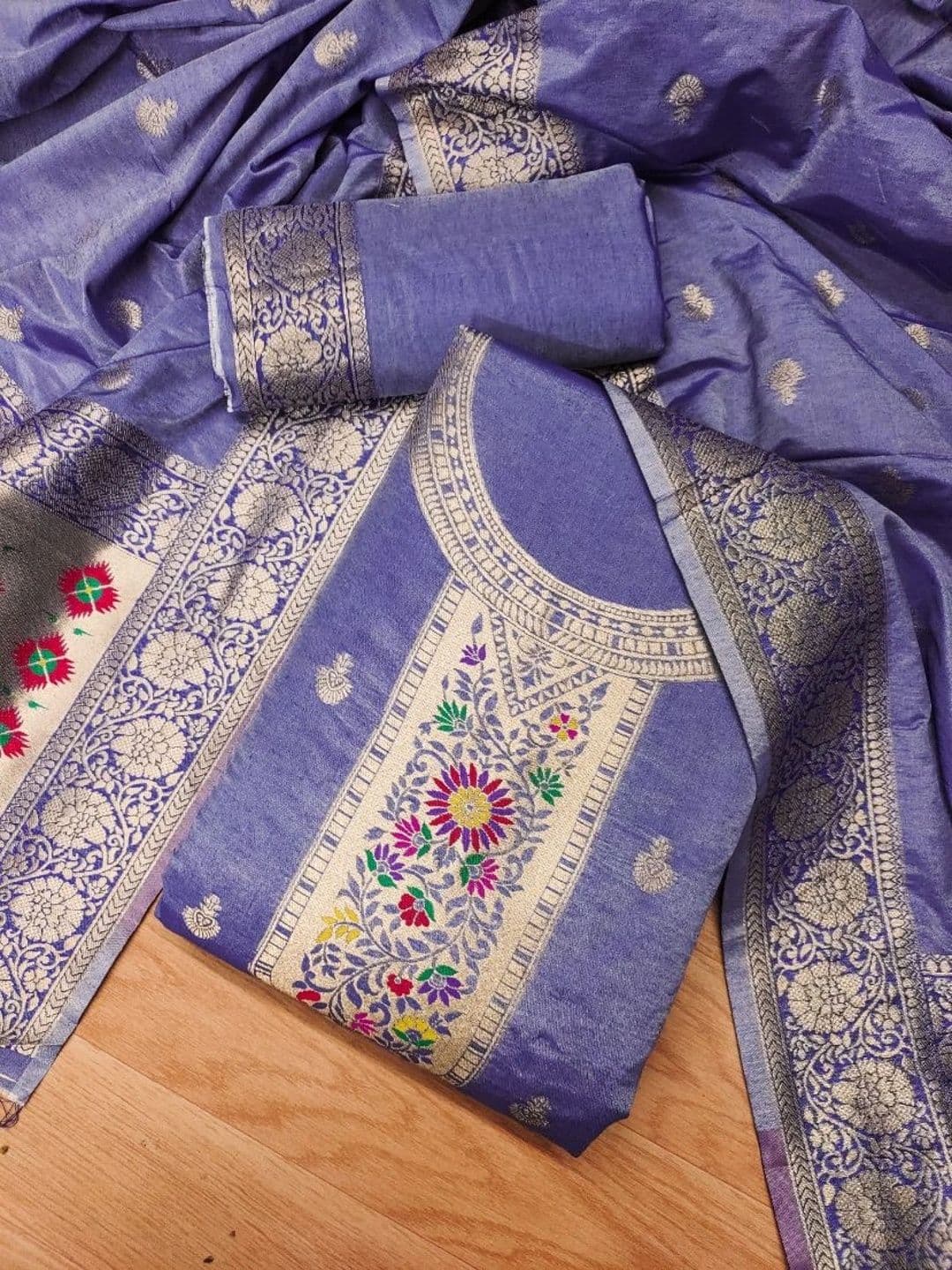 KALINI Pure Cotton Unstitched Dress Material thumbnail 2