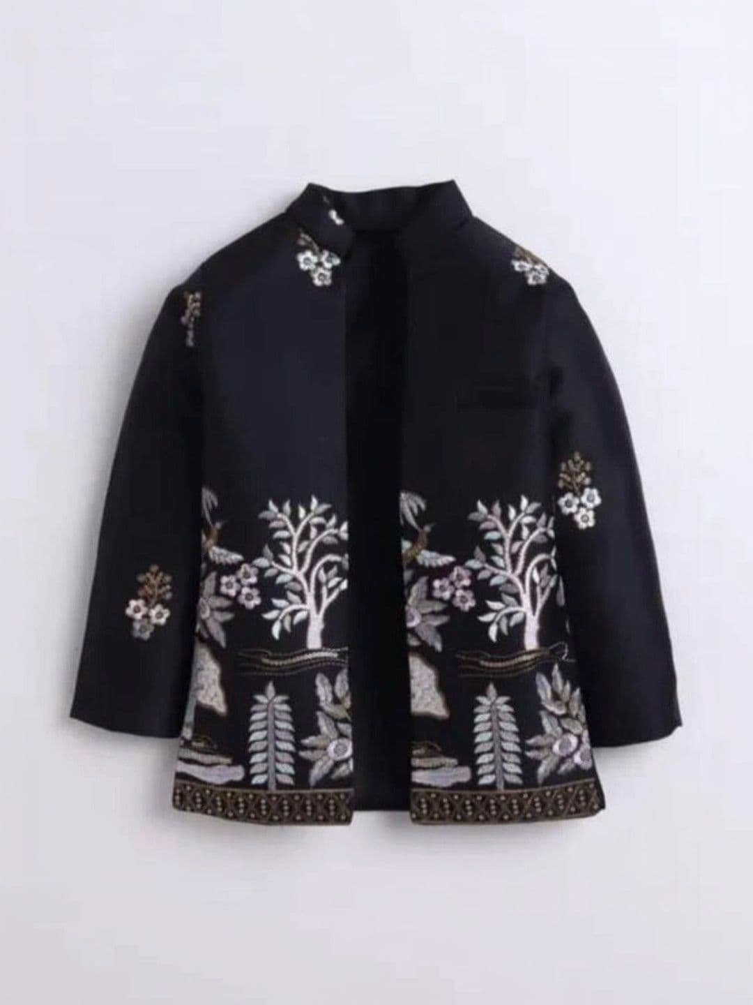 Elite Trend Traders Boys Embroidered Satin Mandarin Collar Neck Sherwani Set thumbnail 2