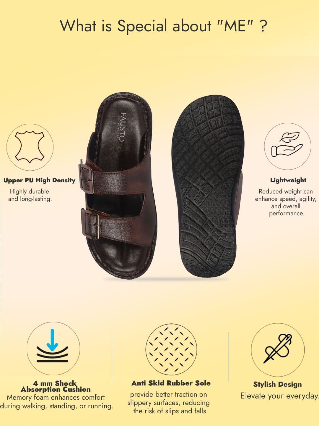 FAUSTO Men PU Comfort Sandals With Buckle Details thumbnail 2