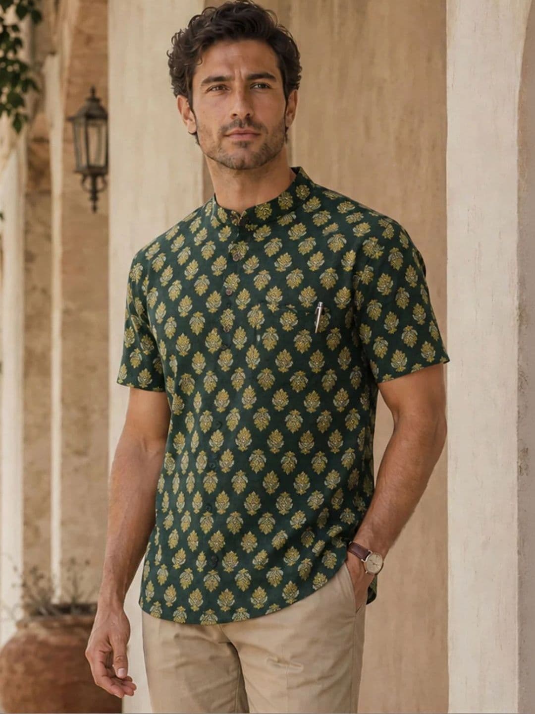 Avishya Men Floral Printed Handloom Kurta thumbnail 7
