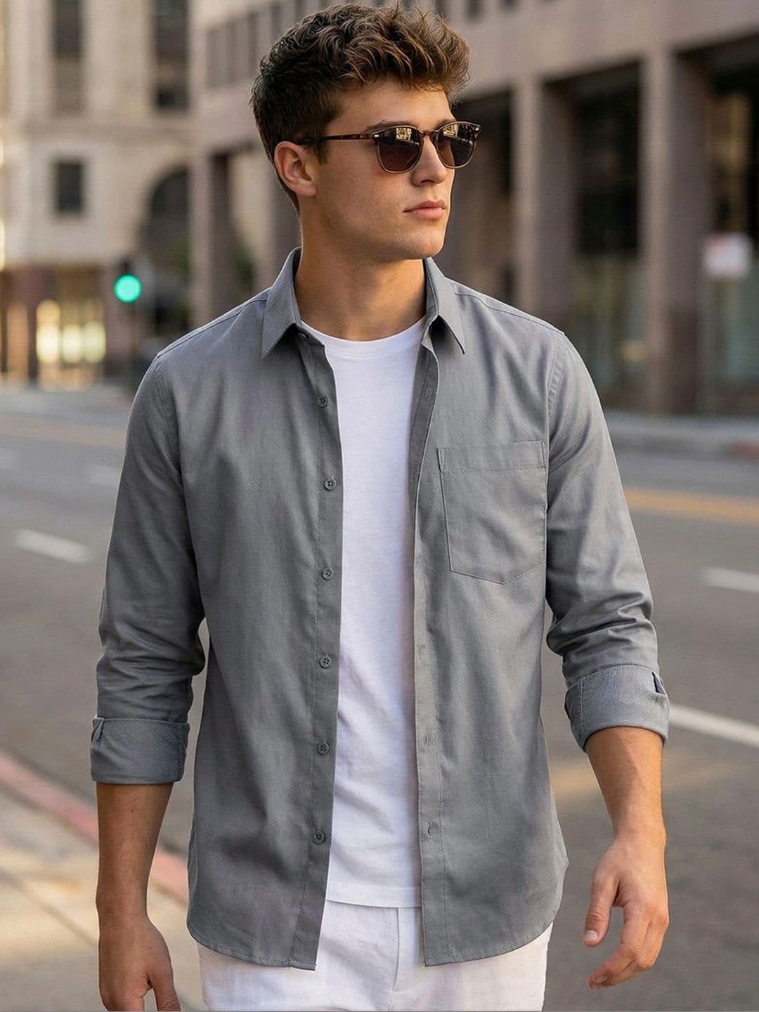 Bewakoof Men's Grey Oxford Shirt - view 1