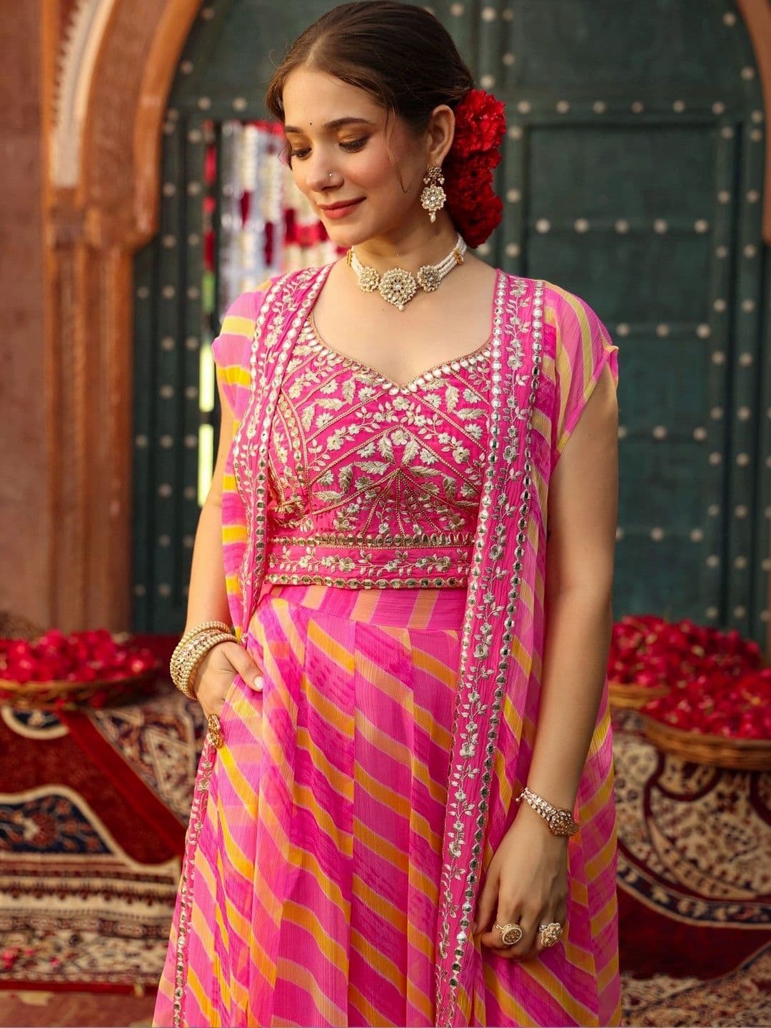 SCAKHI Embroidered Ready to Wear Lehenga & thumbnail 6