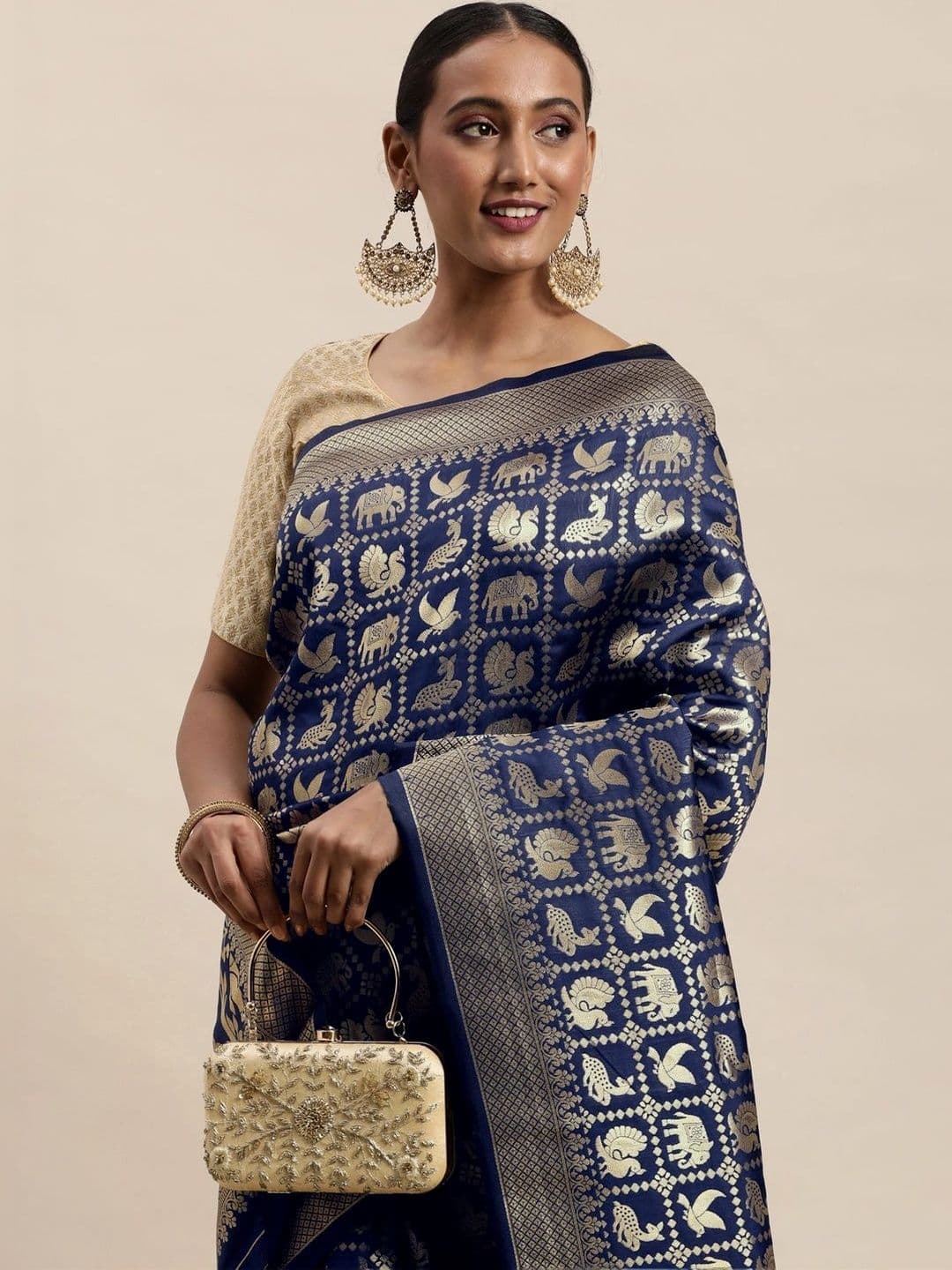 KALINI Woven Design Zari Art Silk Banarasi Saree thumbnail 4