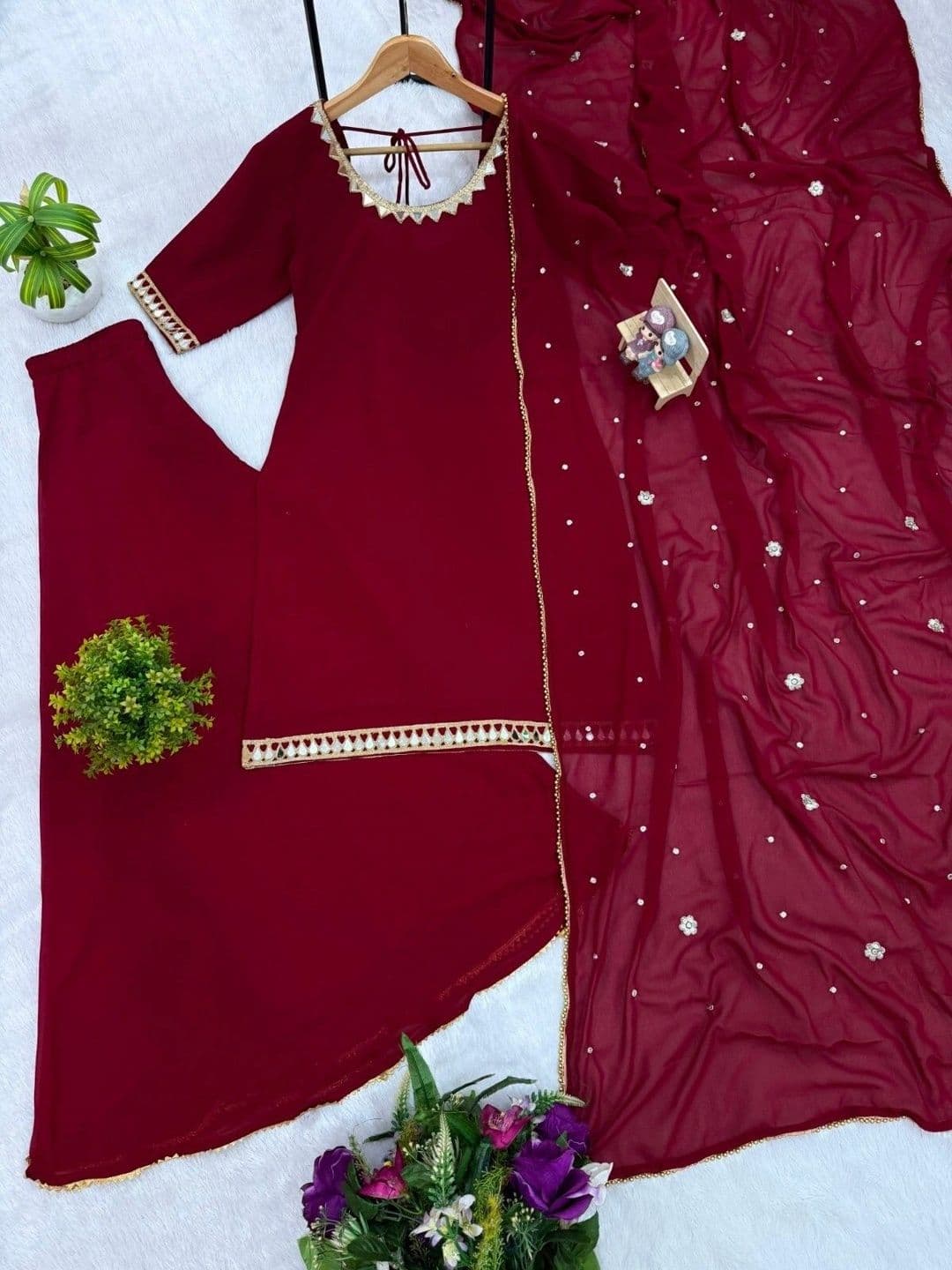 THE52 Women Regular Gotta Patti Kurta with Sharara & With Dupatta thumbnail 5