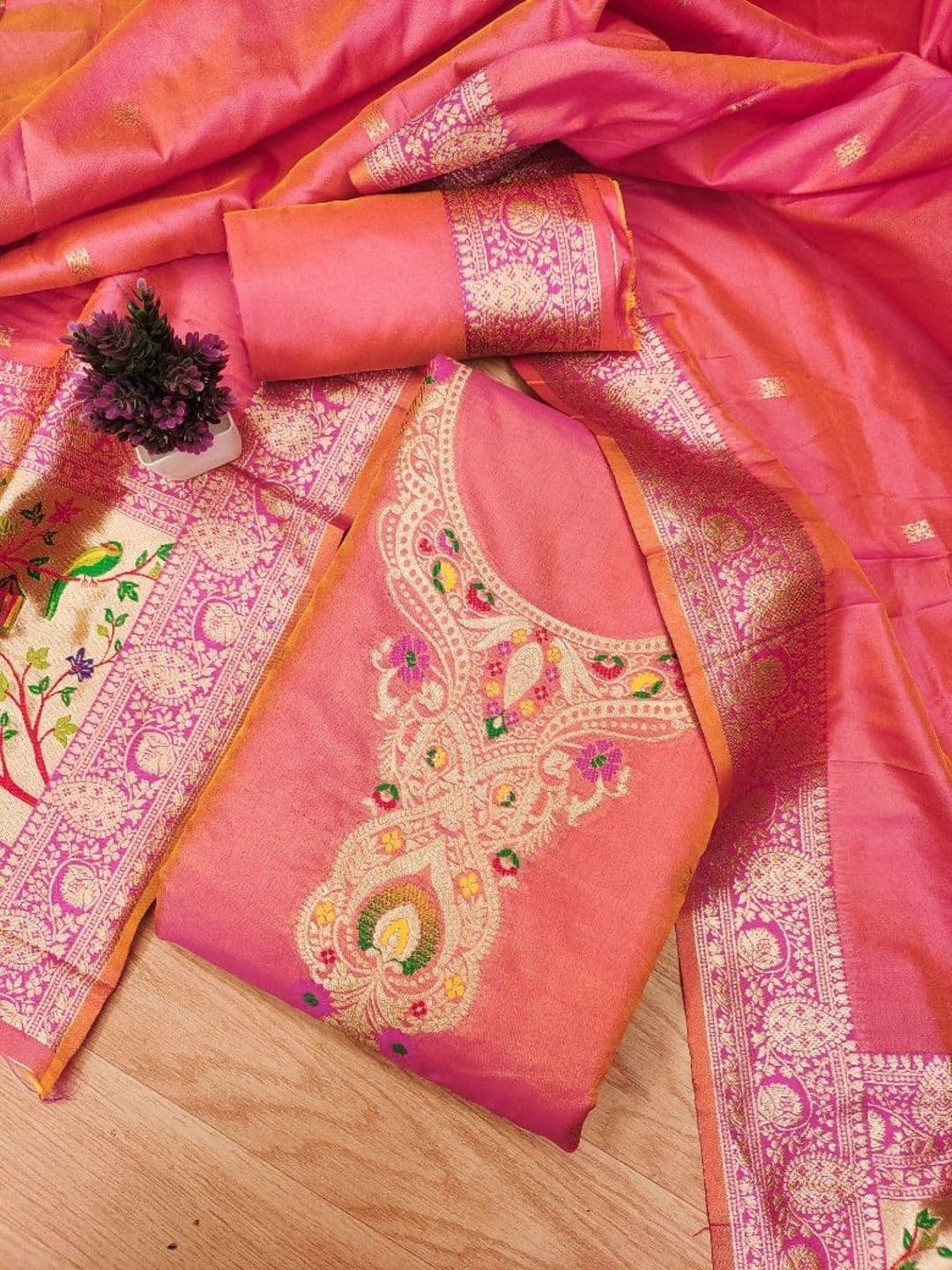 Dhaaga Ghar Pure Silk Unstitched Dress Material thumbnail 2