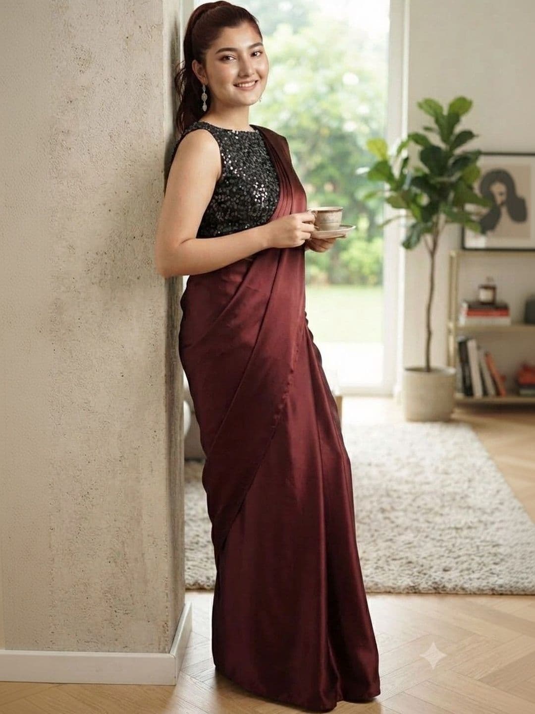 HERE&NOW Satin Saree thumbnail 4