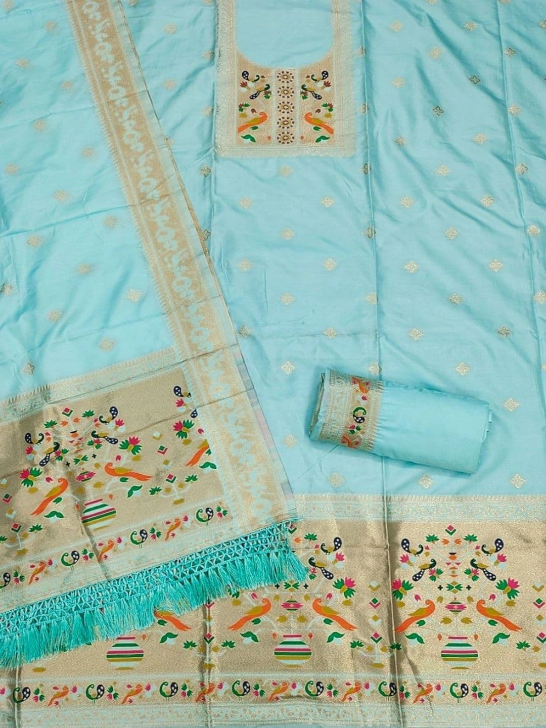 KALINI Pure Silk Unstitched Dress Material thumbnail 2