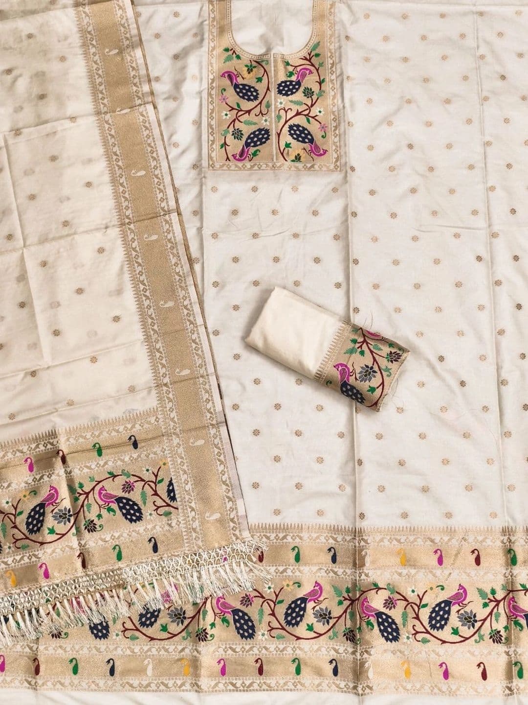 KALINI Pure Silk Unstitched Dress Material thumbnail 2