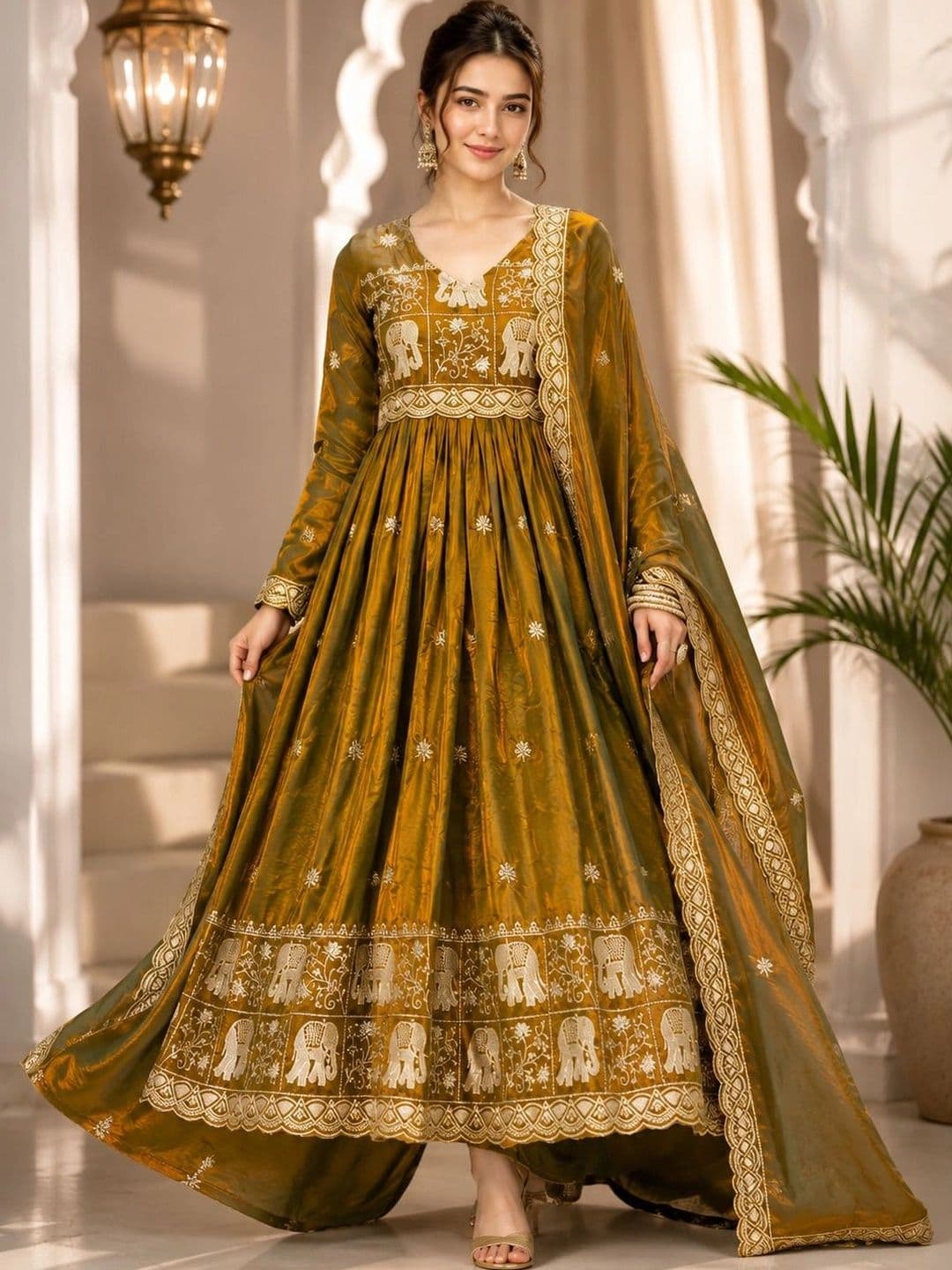 Moda Rapido Women Ethnic Motifs Embroidered Empire Kurta with Palazzos & With Dupatta - view 1