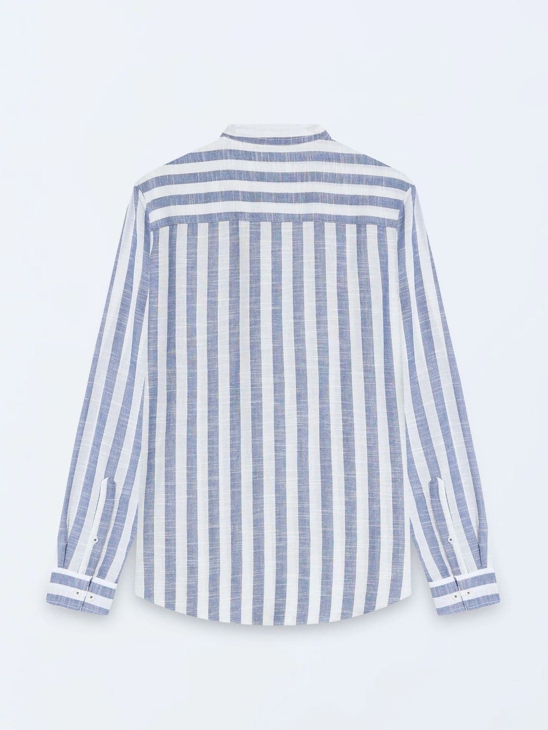 StitchX Men's Pure Cotton Striped Mandarin Collar Kurta Shirt thumbnail 6