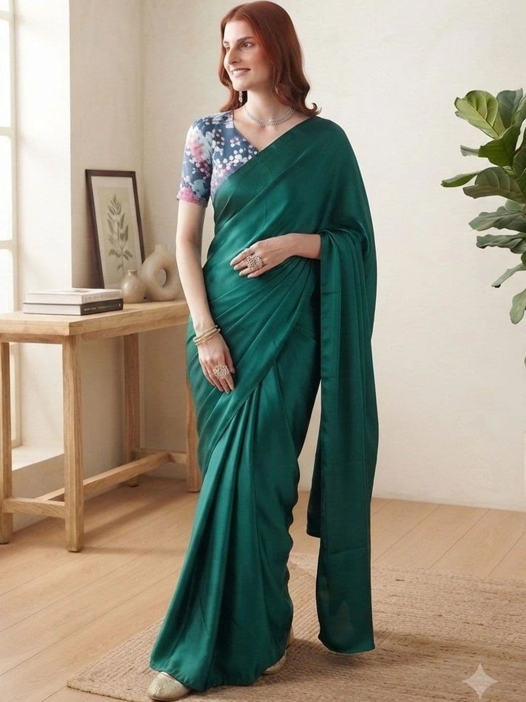 HERE&NOW Satin Saree thumbnail 4