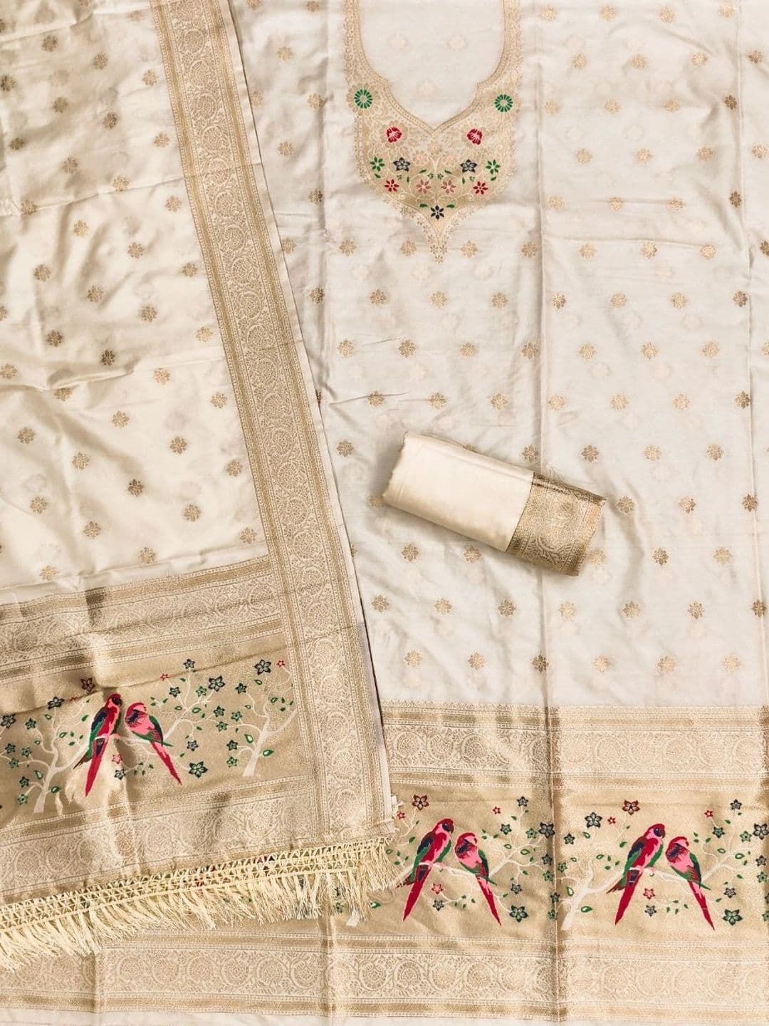 KALINI Pure Silk Unstitched Dress Material thumbnail 2