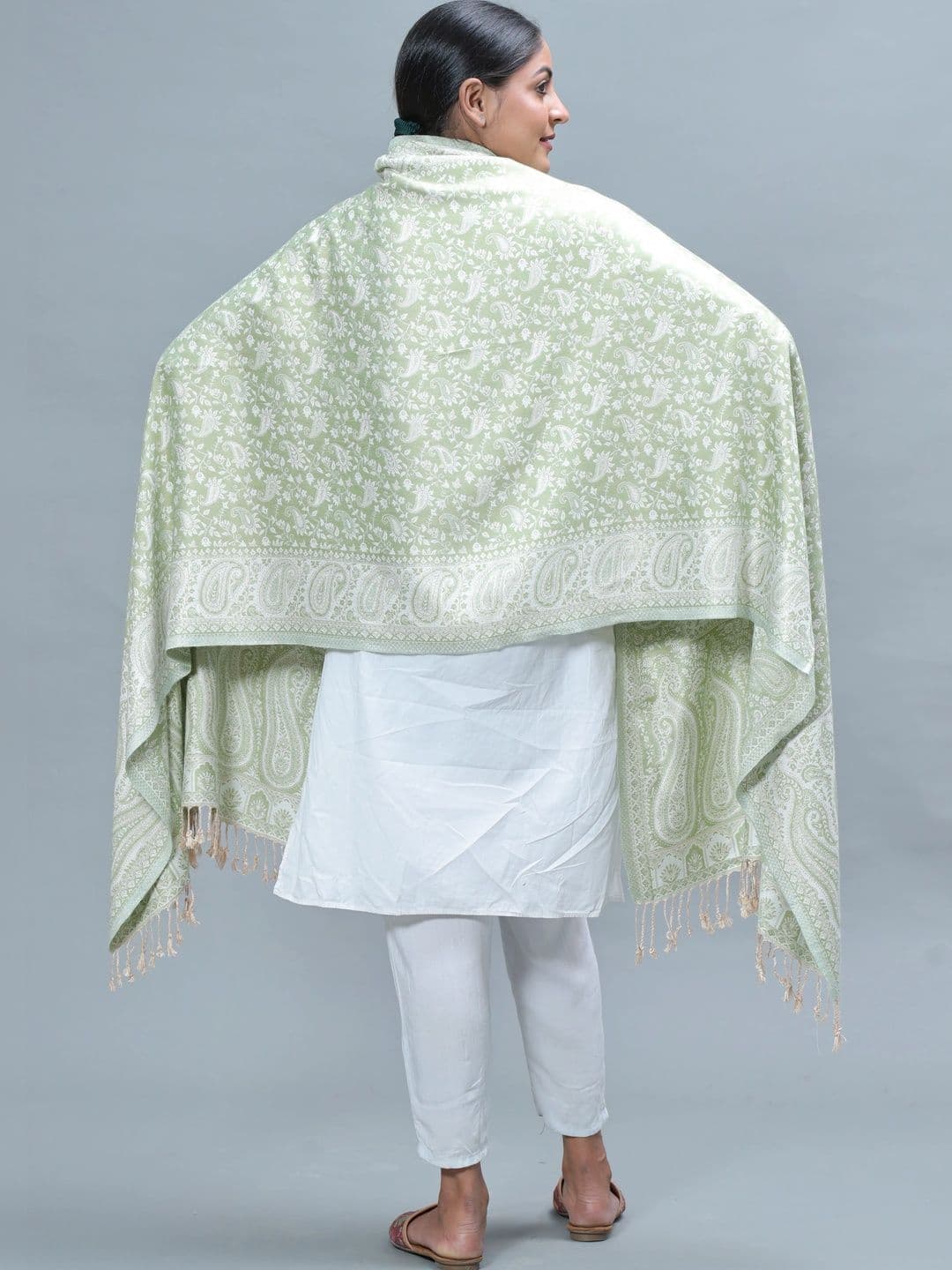 S.T. Women Ethnic Motifs Embroidered Acrylic Shawl thumbnail 5
