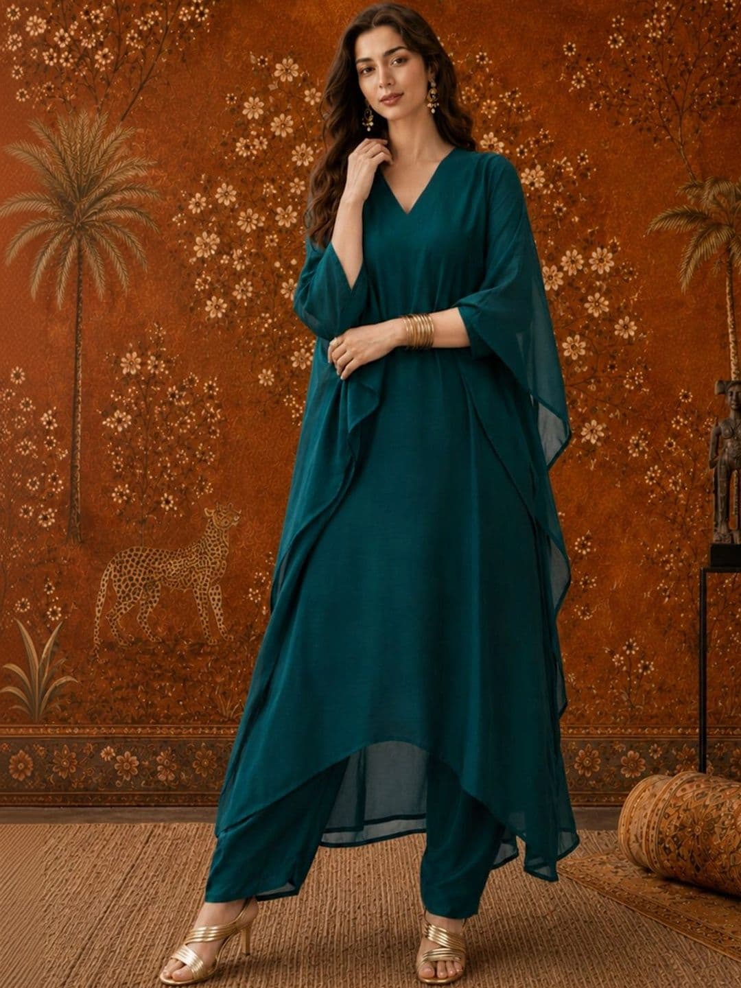 Sangria Women Regular Kurta with Trousers thumbnail 5