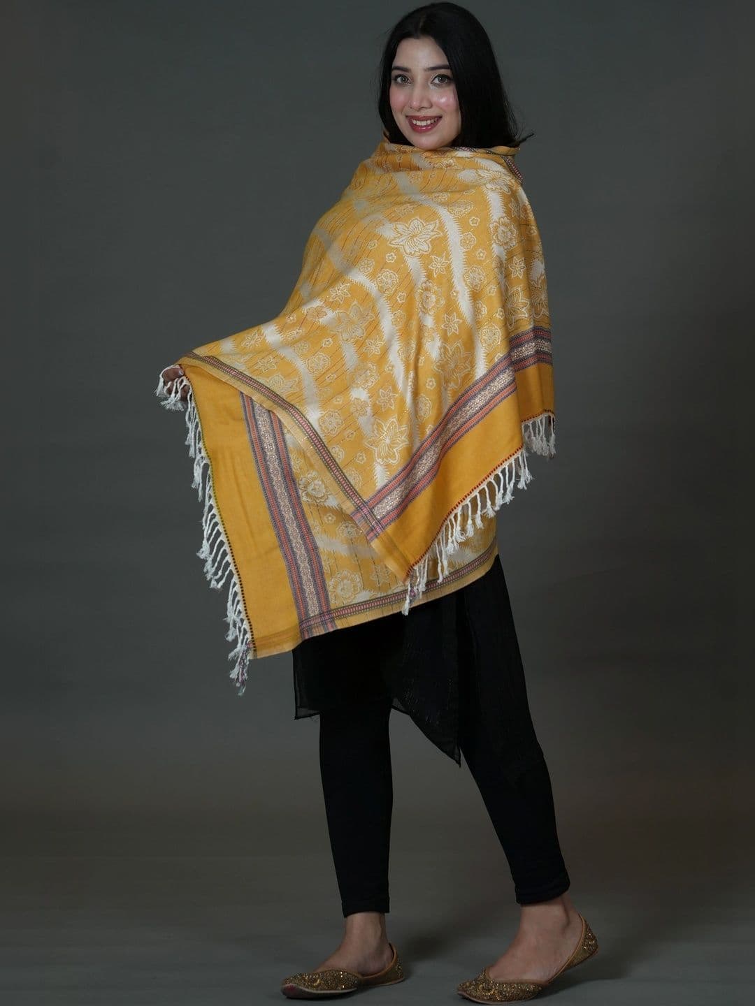 S.T. Women Floral Printed Acrylic Shawl thumbnail 2