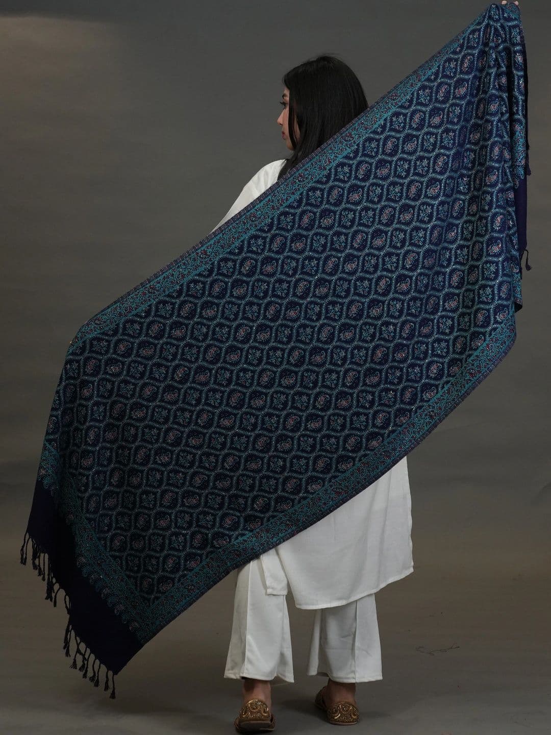 S.T. Women Ethnic Motifs Woven Design Acrylic Shawl thumbnail 3