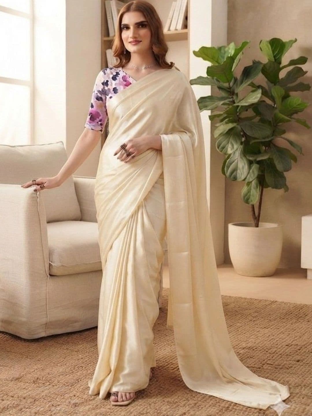 HERE&NOW Satin Saree - view 1