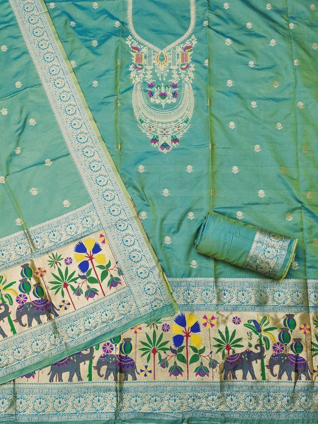 KALINI Pure Silk Unstitched Dress Material thumbnail 2
