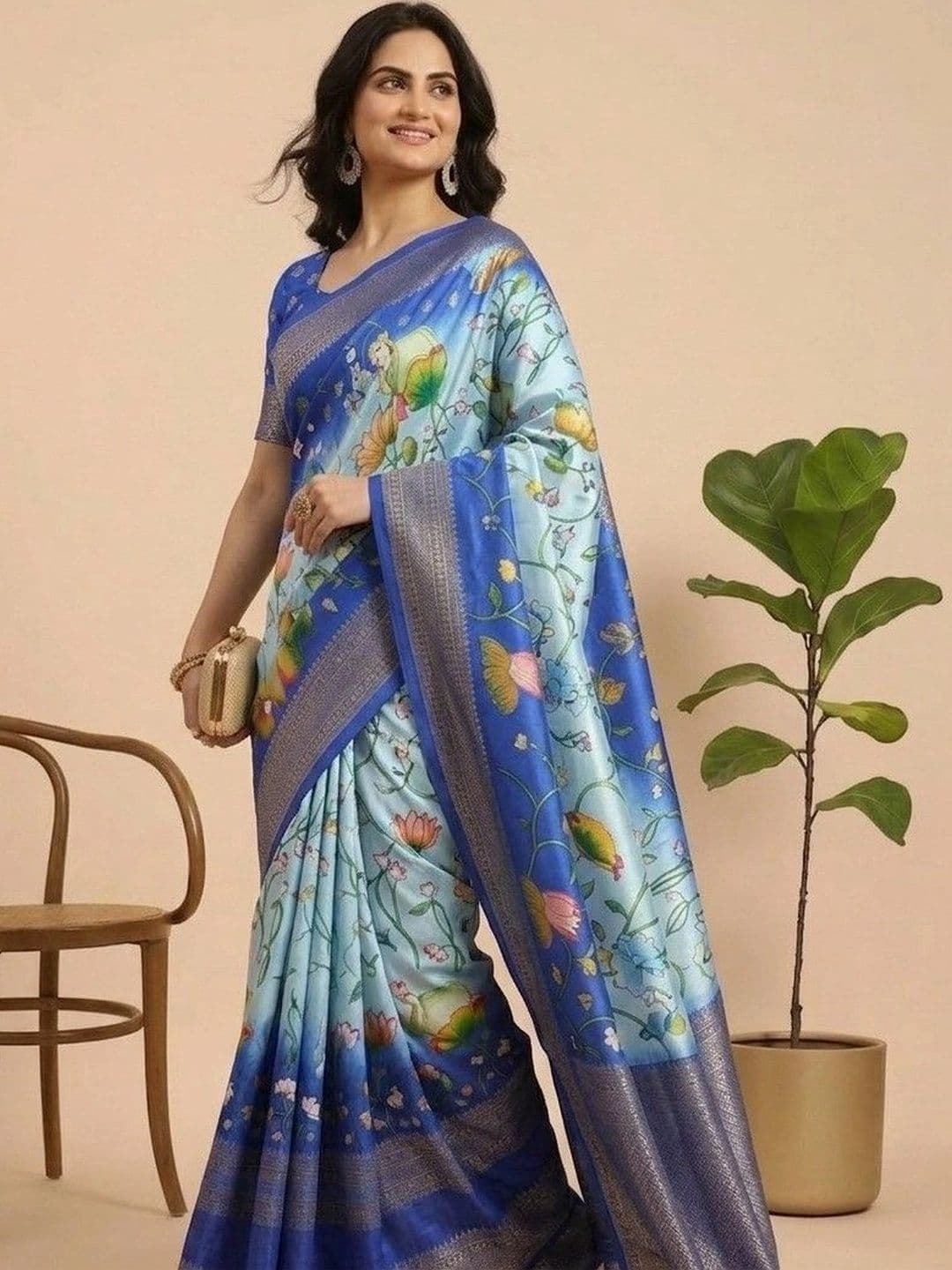 NARIVESH TRENDS Silk Blend Saree thumbnail 3