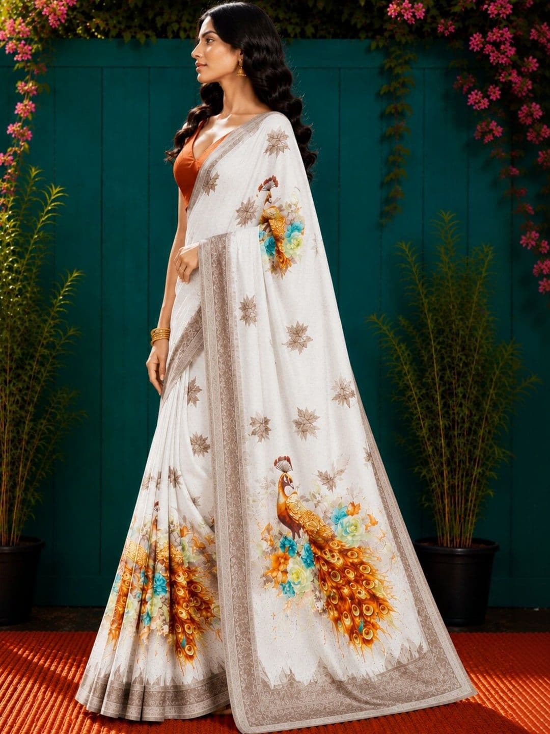 Anouk Art Silk Fusion Saree thumbnail 3