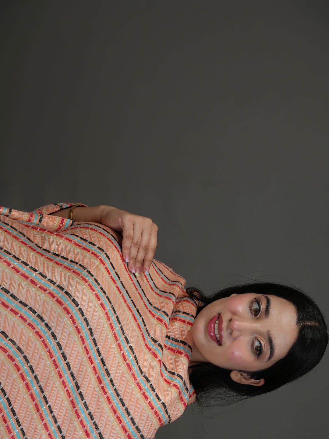 SHIFNEEN Women Striped Woven Design Acrylic Shawl thumbnail 2