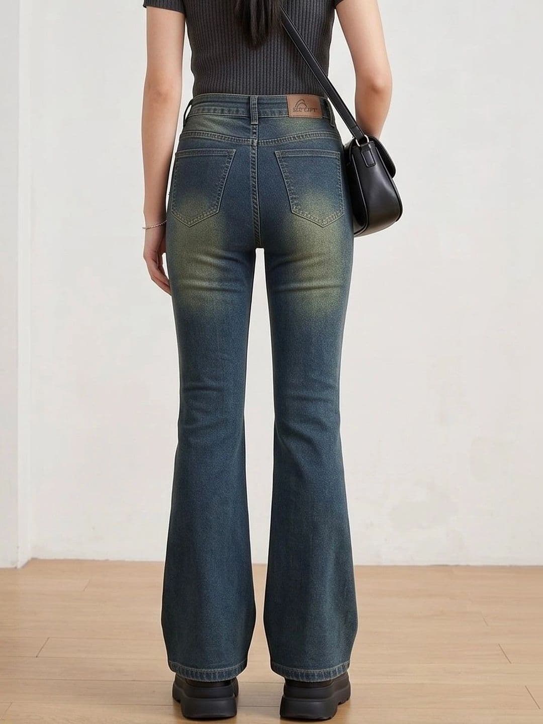 MERCEL Women Comfort Bootcut High-Rise Low Distress Heavy Fade Stretchable Jeans thumbnail 2