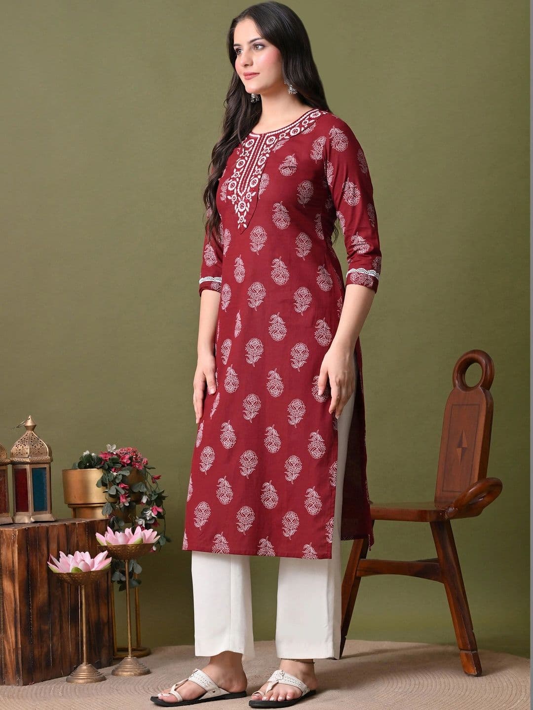 DY FAB ONLINE FASHION Women Ethnic Motifs Printed Thread Work Indie Prints Kurta thumbnail 7