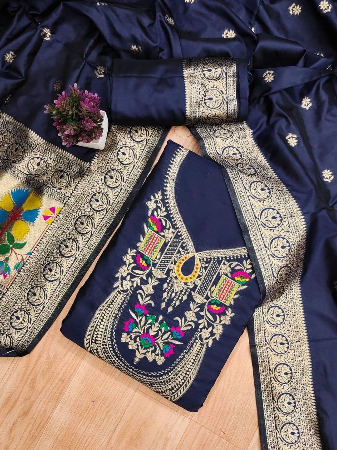 Dhaaga Ghar Pure Silk Unstitched Dress Material thumbnail 3