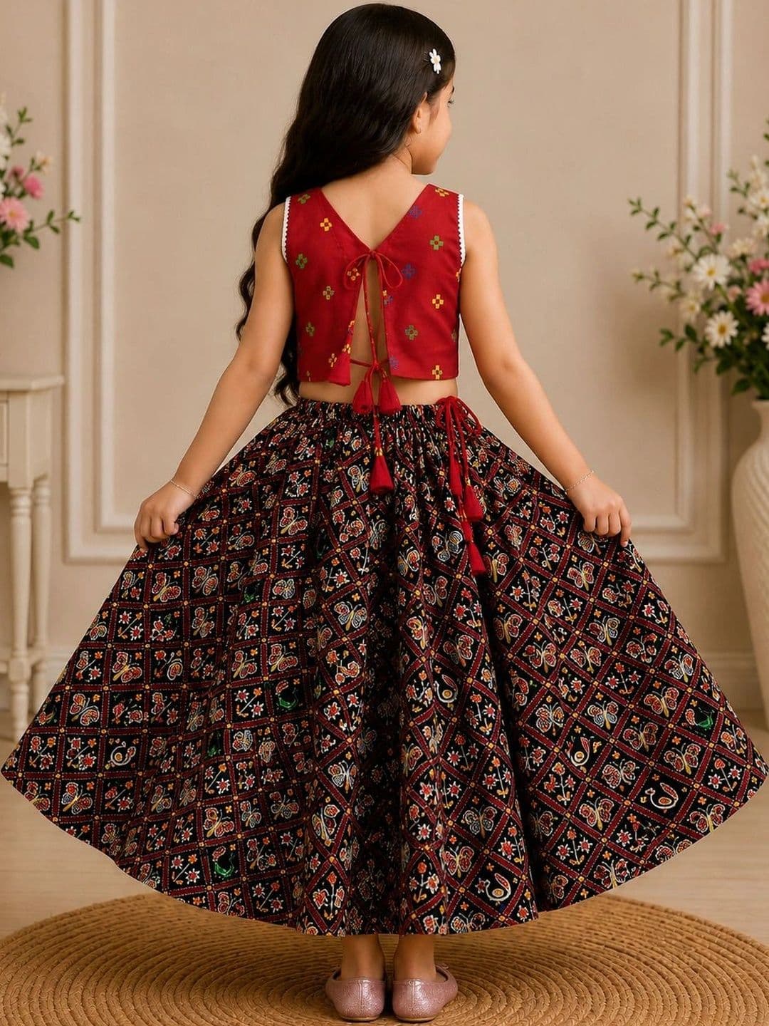 KALINI Girls Embroidered Thread Work Ready to Wear Lehenga & thumbnail 7