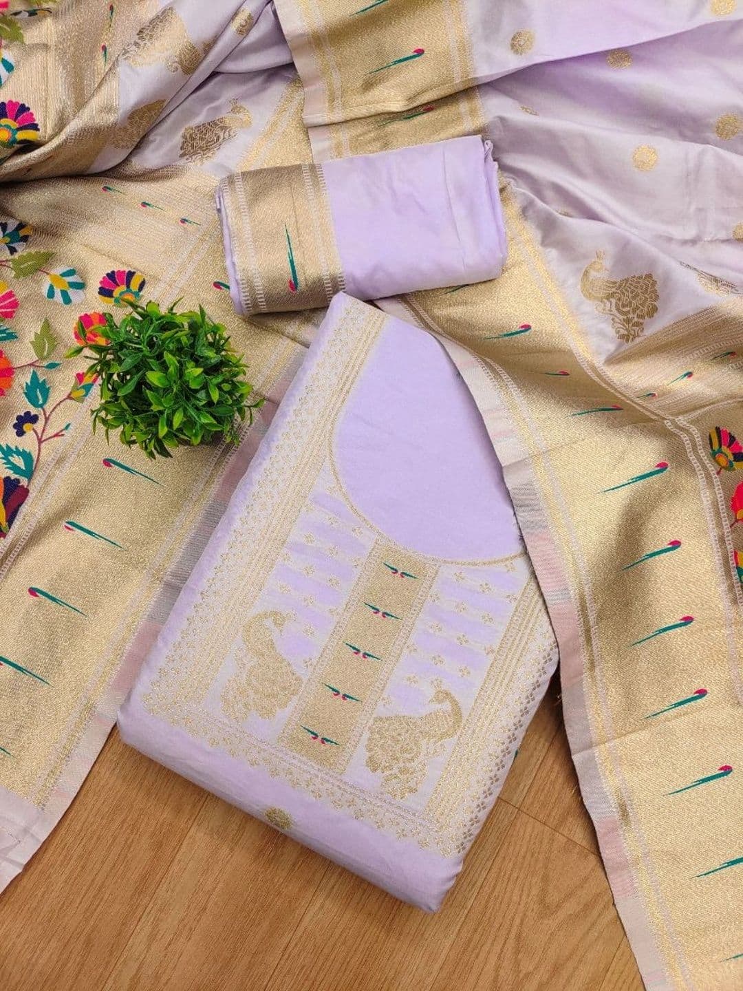 KALINI Pure Silk Unstitched Dress Material - view 1