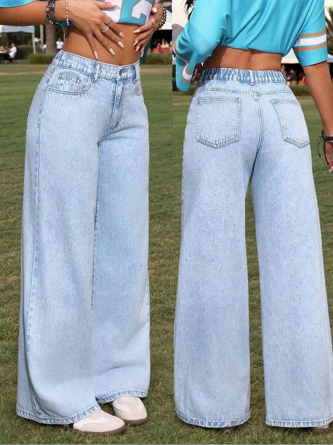 Mast & Harbour Women Comfort Wide Leg High-Rise Light Fade Stretchable Jeans thumbnail 2