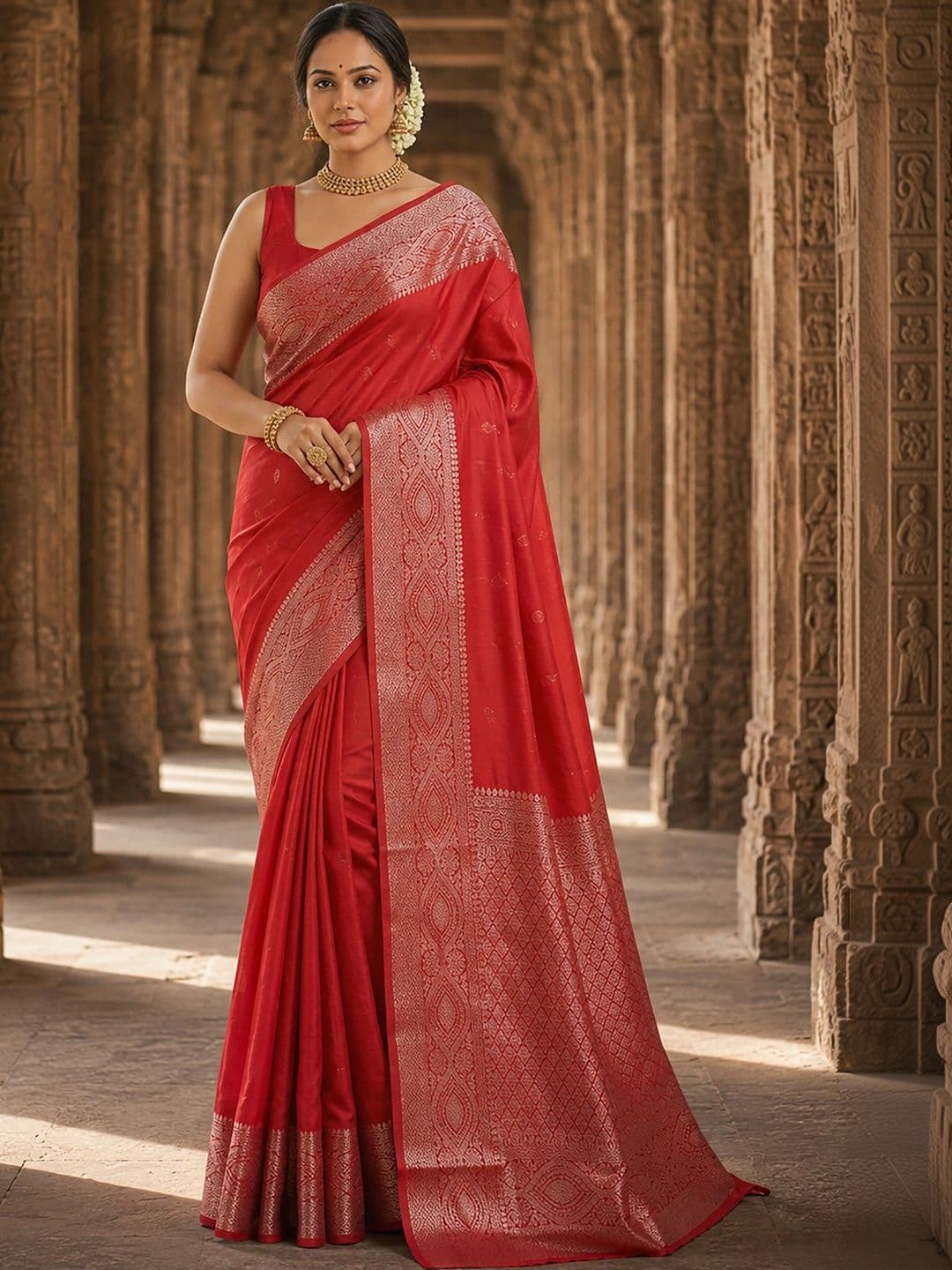 Mitera Woven Design Zari Silk Blend Designer Banarasi Saree - view 1