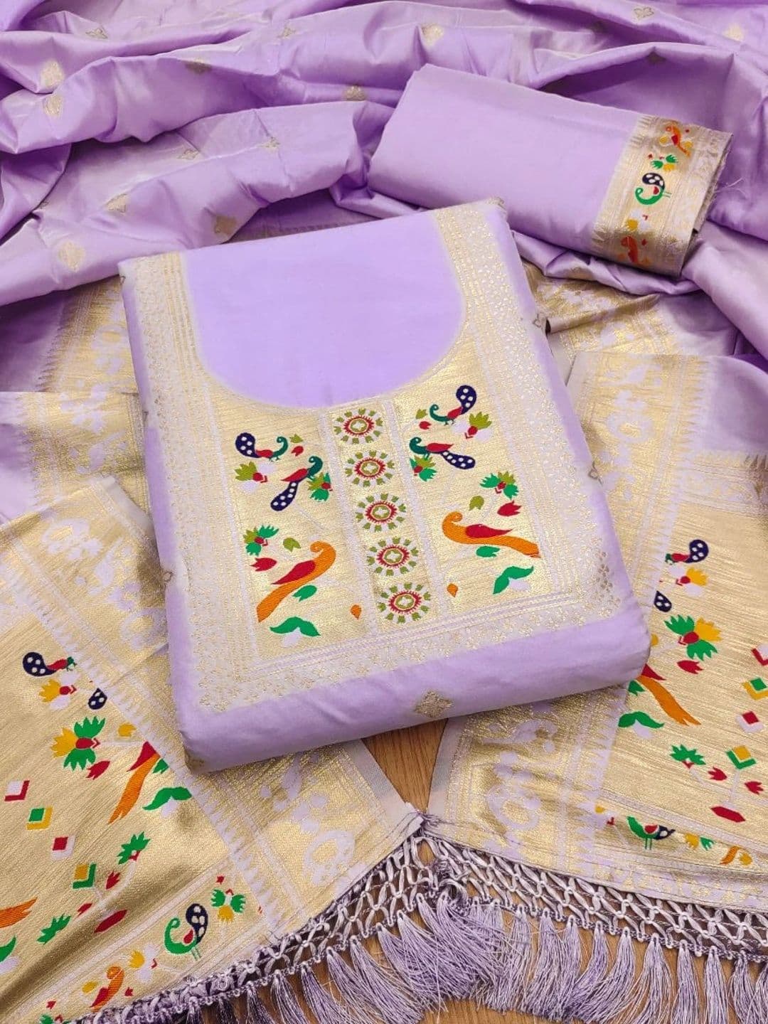KALINI Pure Silk Unstitched Dress Material - view 1
