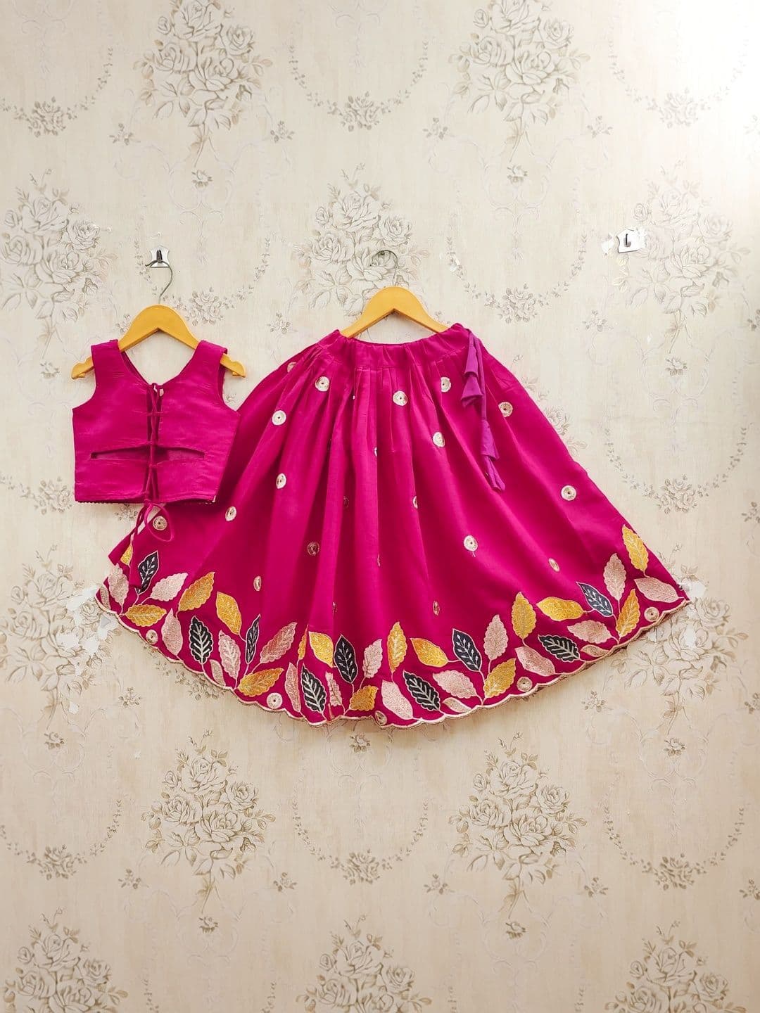 KALINI Girls Embellished Thread Work Ready to Wear Lehenga & thumbnail 2