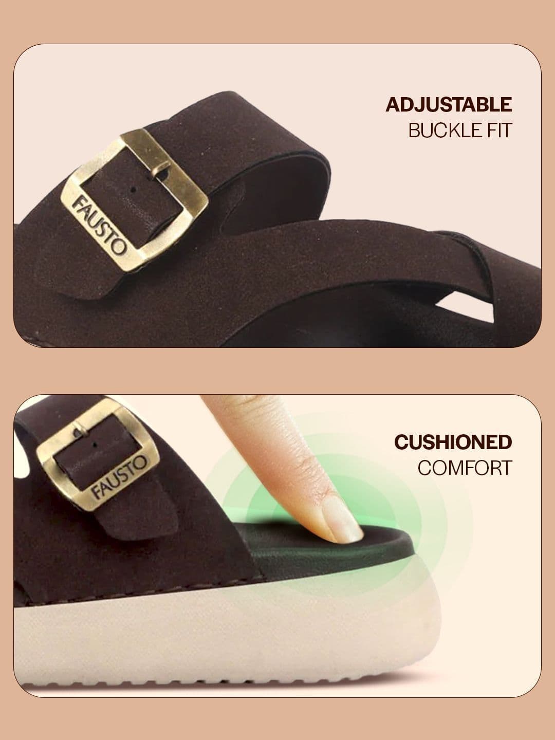 FAUSTO Men Toe Ring Buckle Strap Side Stitched Waterproof Comfort Sandals thumbnail 2