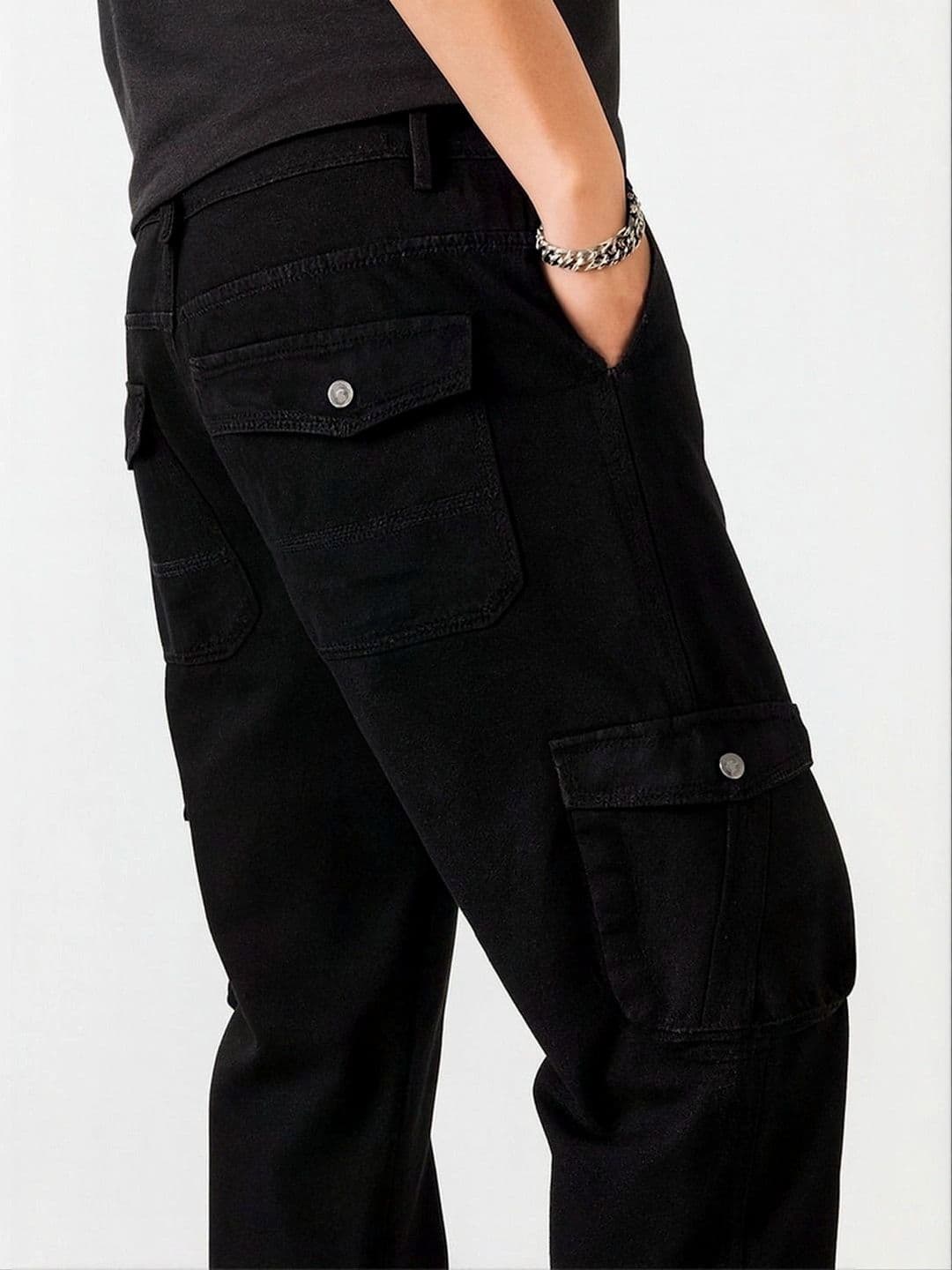 STEPLE DENIMS Men Loose Relaxed Fit High-Rise Coated Jeans thumbnail 6