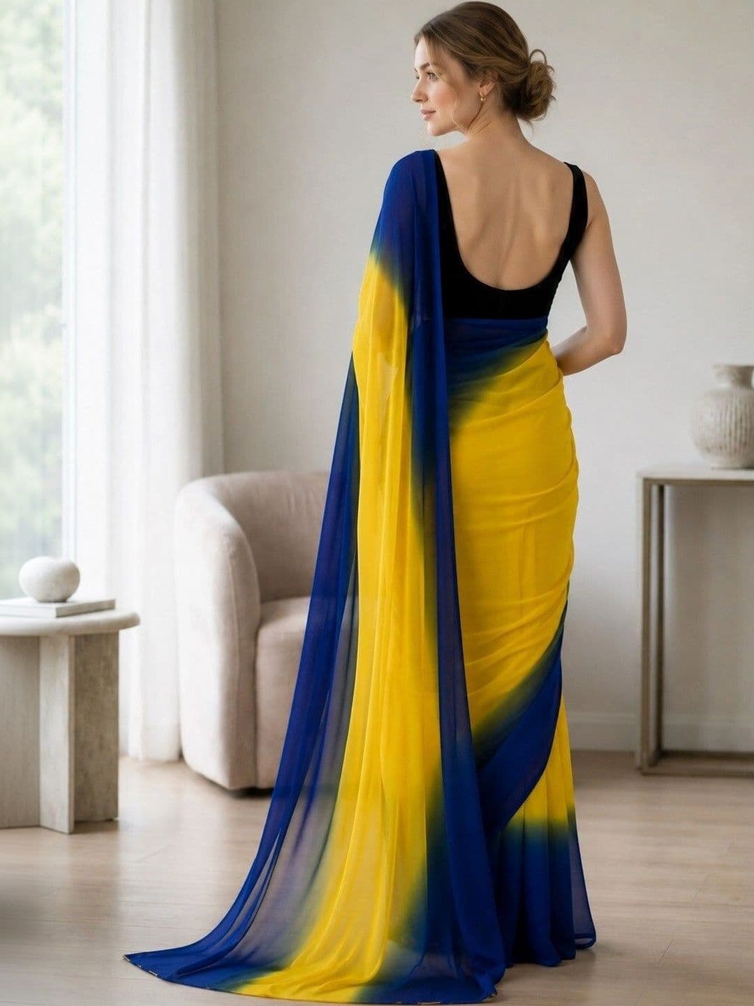 HERE&NOW Ombre Poly Georgette Saree thumbnail 2