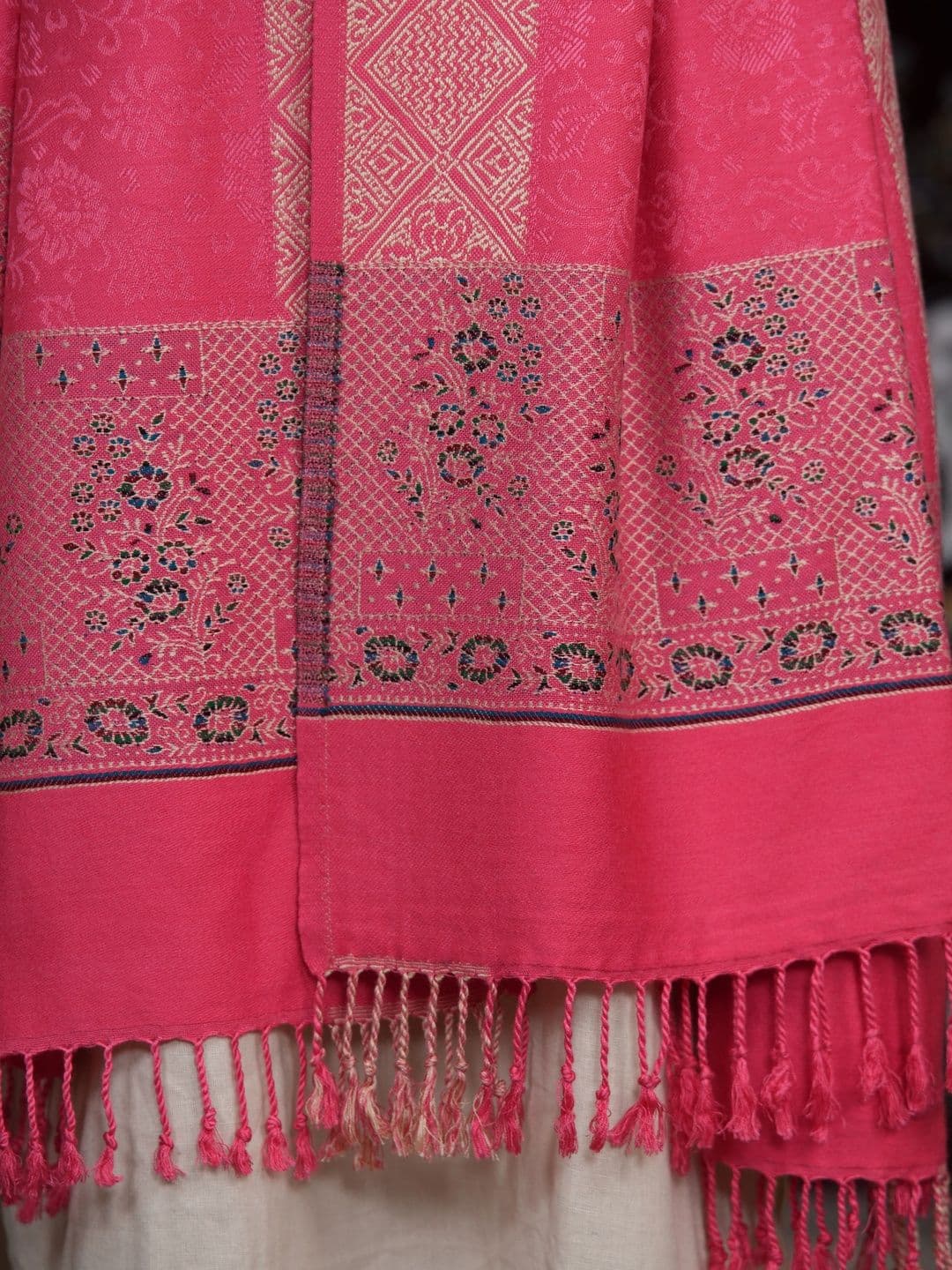 S.T. Women Ethnic Motifs Woven Design Acrylic Shawl thumbnail 4