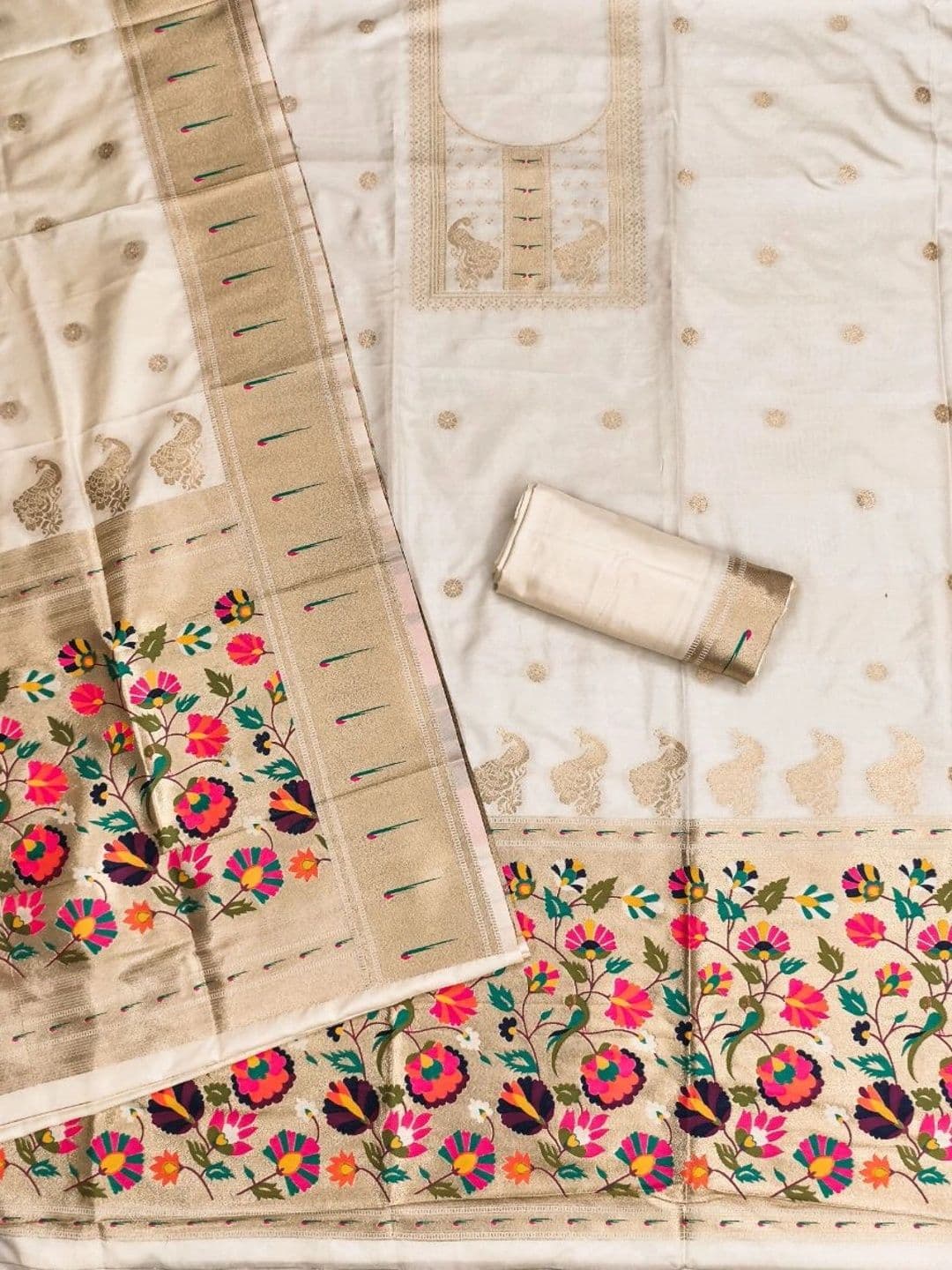 KALINI Pure Silk Unstitched Dress Material thumbnail 4