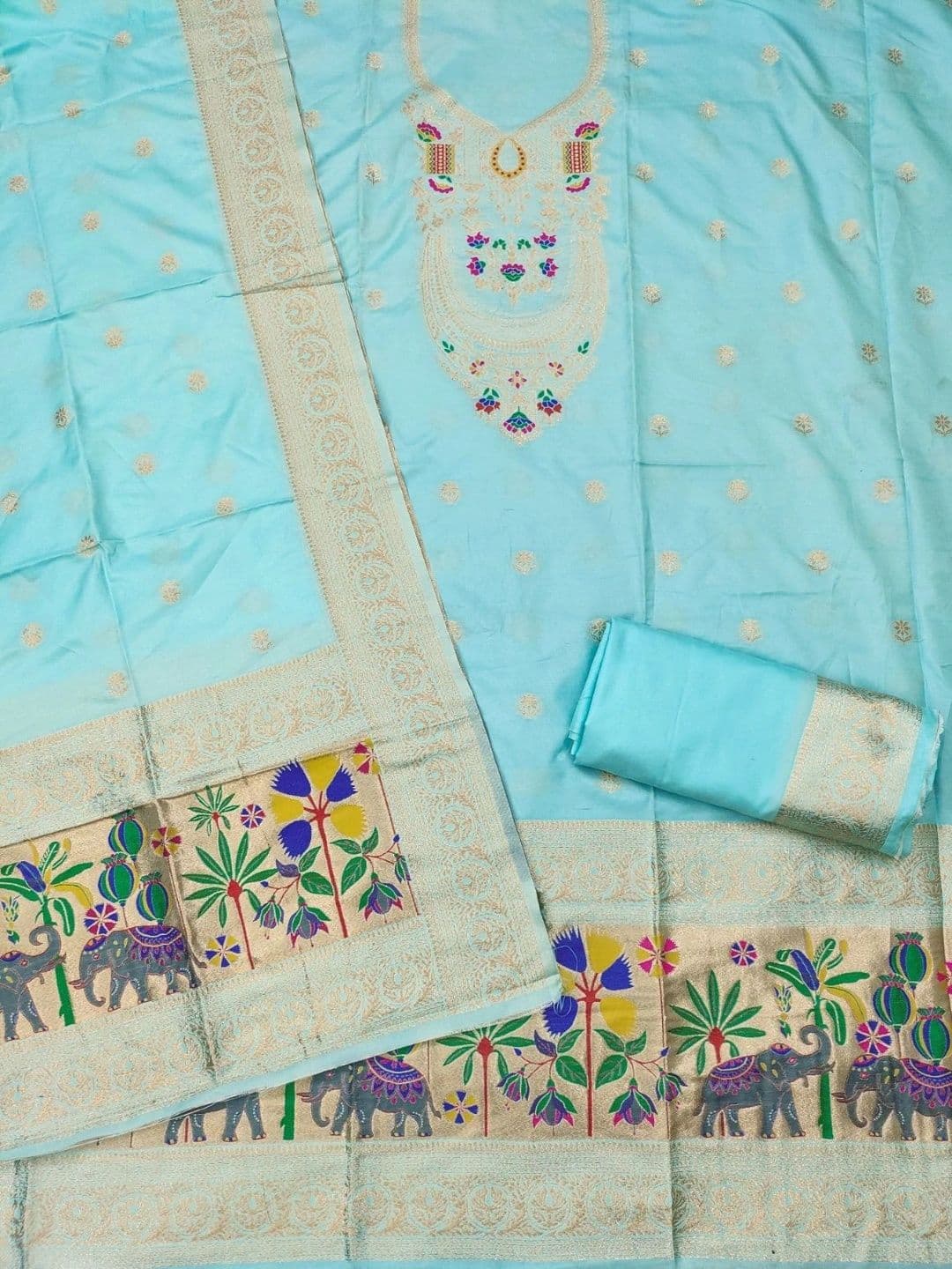 KALINI Pure Silk Unstitched Dress Material thumbnail 3