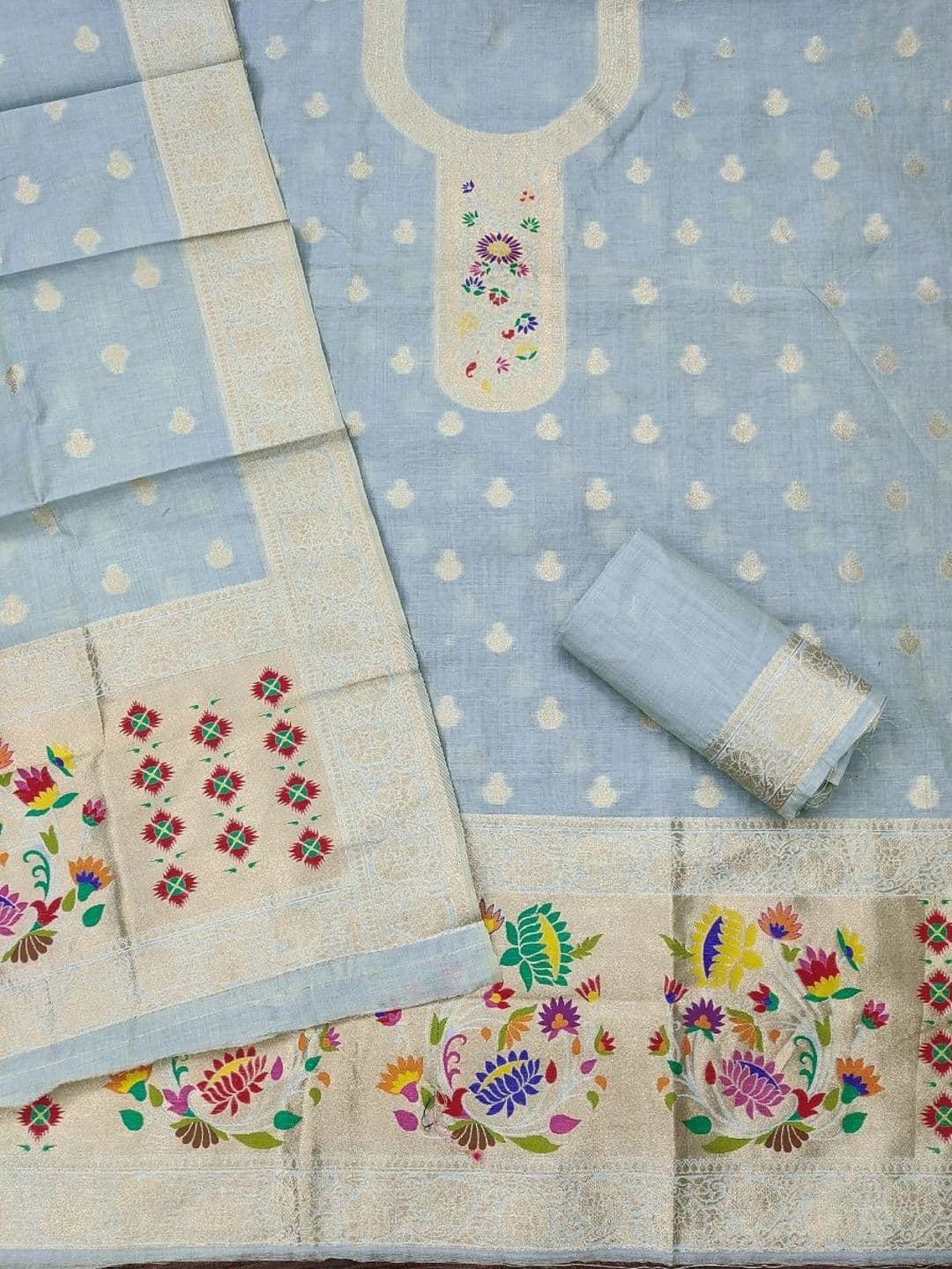 KALINI Pure Cotton Unstitched Dress Material thumbnail 3