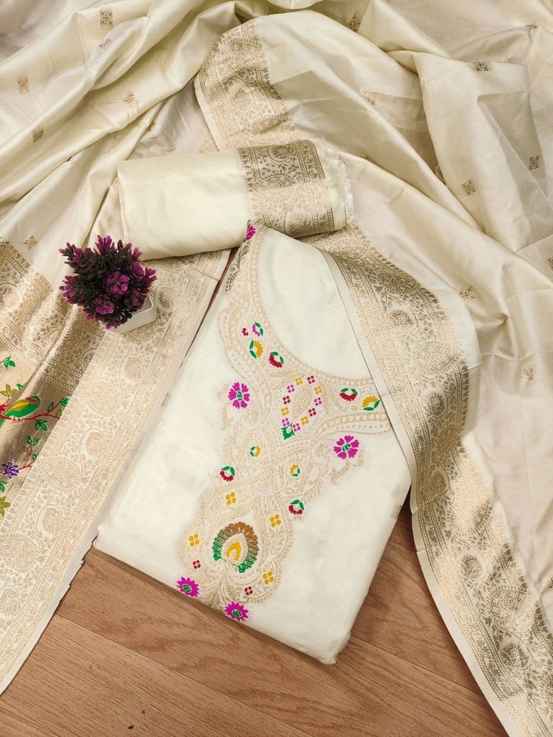 Dhaaga Ghar Pure Silk Unstitched Dress Material thumbnail 3