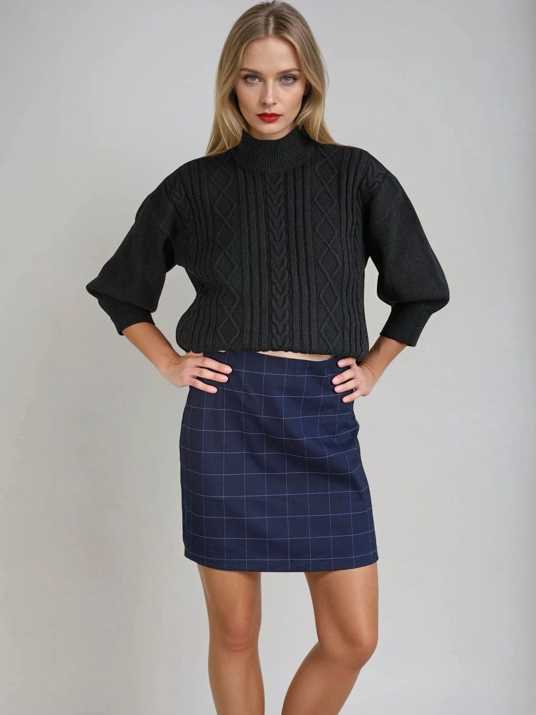 MONKI Women Checked Mini Straight Skirt - view 1