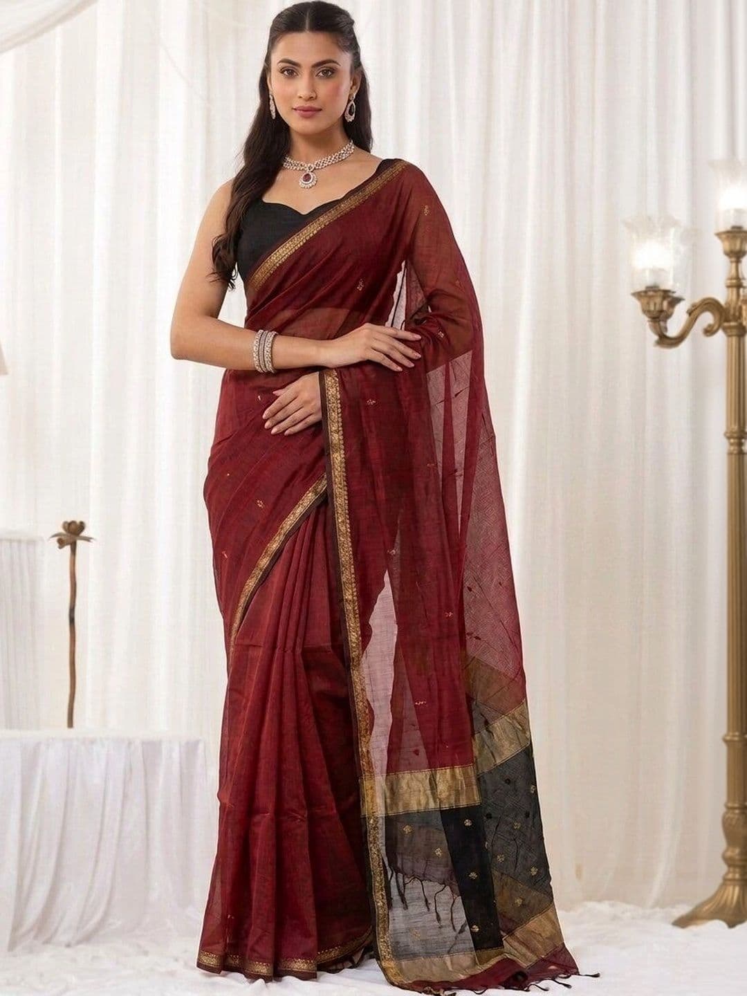 UMANTA Silk Blend Banarasi Saree thumbnail 5