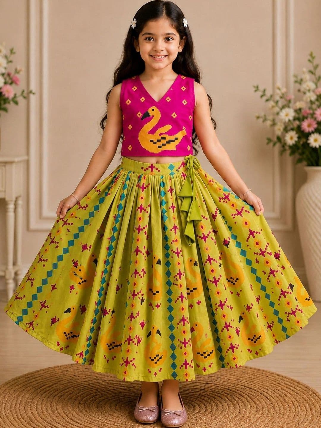 KALINI Girls Printed Ready to Wear Lehenga & - view 1