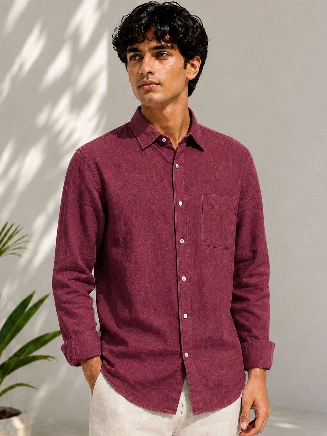 HERE&NOW Men Comfort Semi Sheer Casual Shirt thumbnail 2